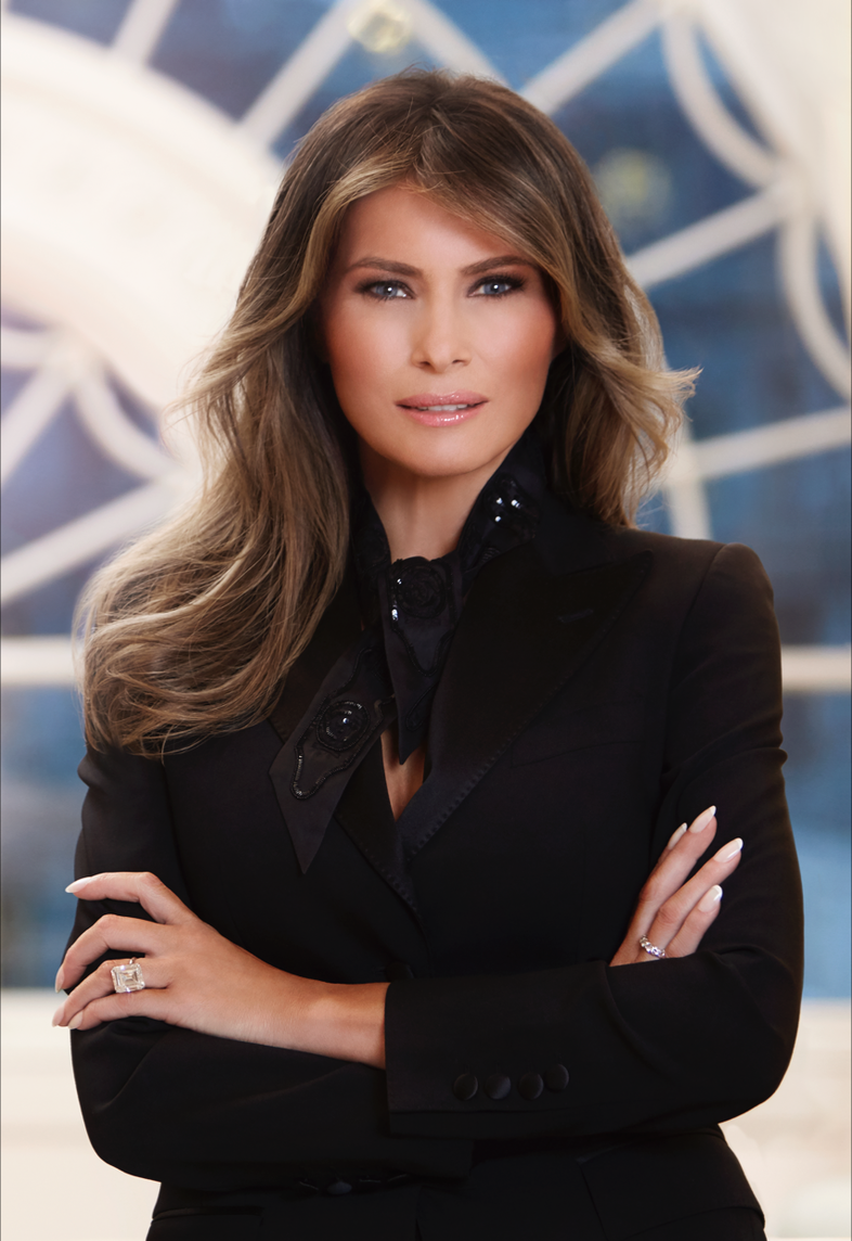 Melania Trump, in the White House residence, in her first official portrait as first lady. (White House)