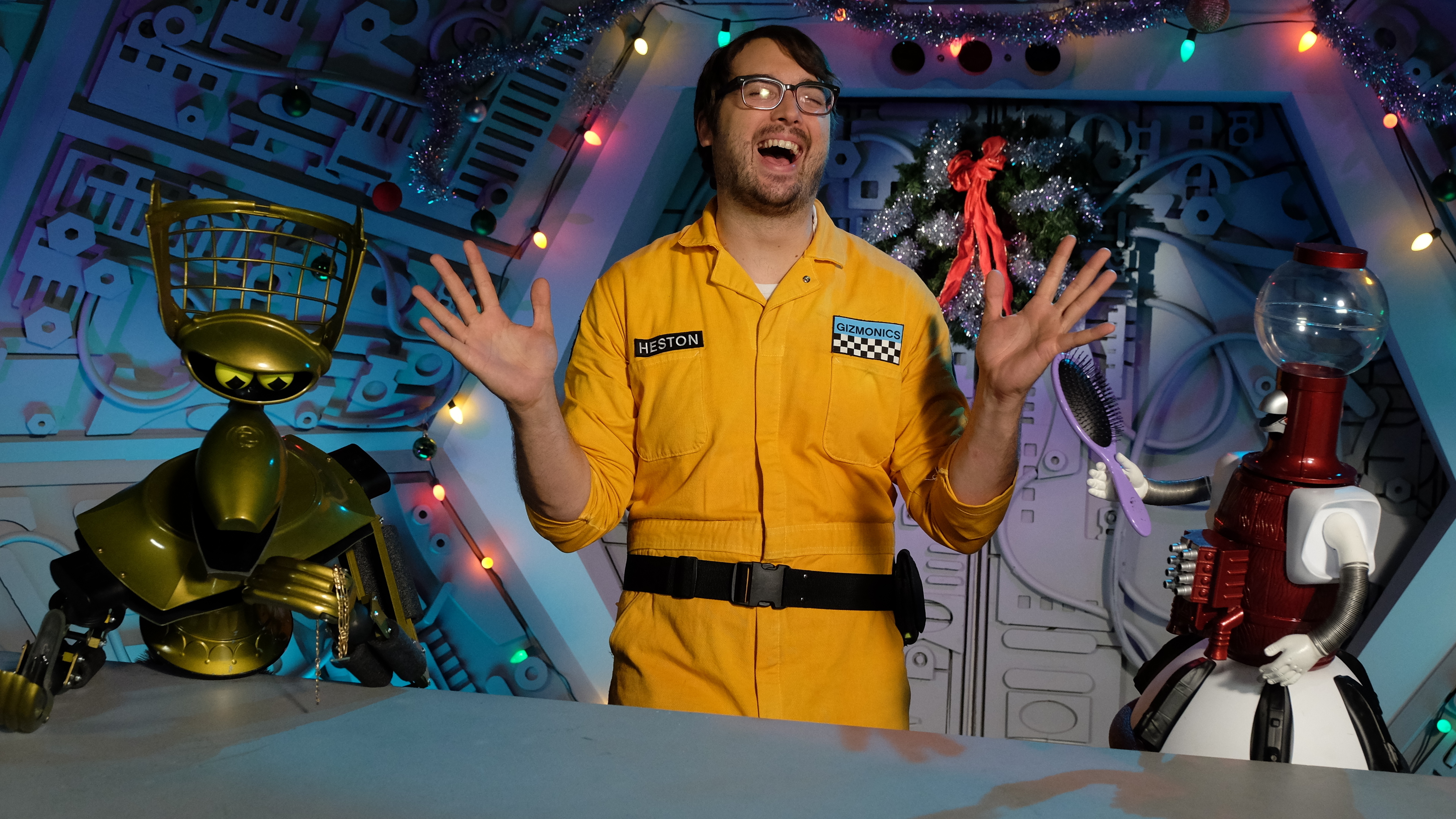 You can expect more Crow and Tom Servo, as well new faces like Jonah Ray, in the new <em>Mystery Science Theater 3000</em>. (Courtesy of Netflix)