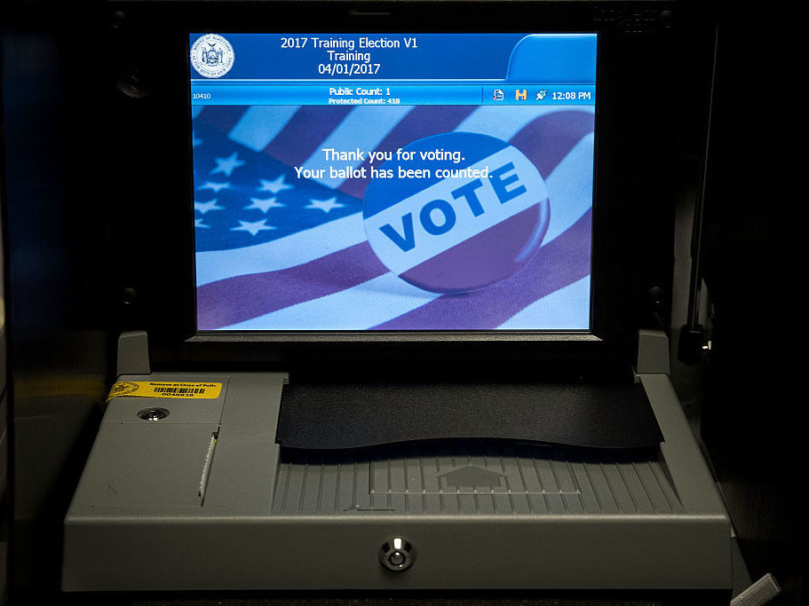 A view of a ballot scanner at a New York City Board of Elections voting machine facility warehouse just before last November's election. (Getty Images)