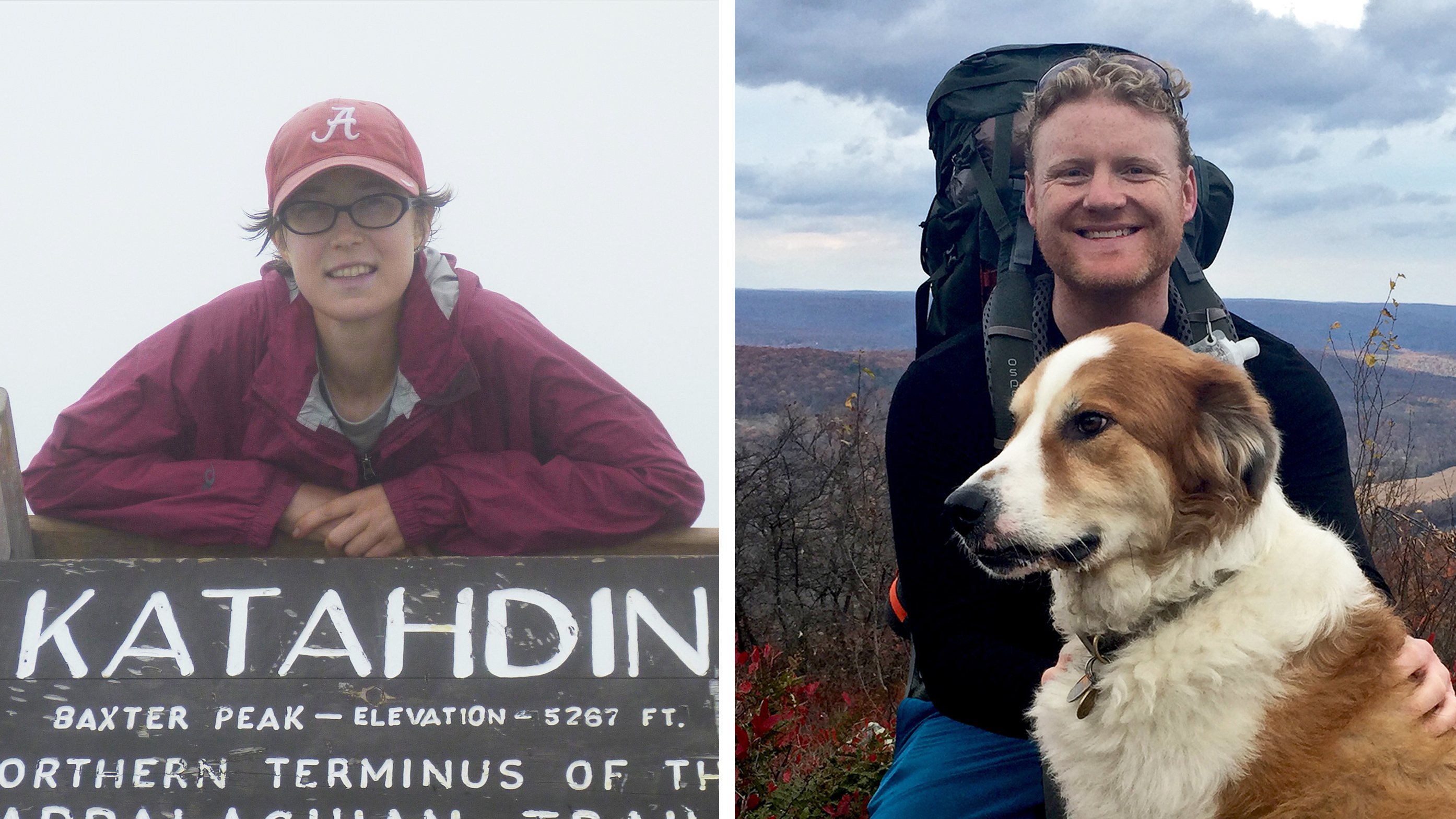 Sara Leibold (left) at the northern terminus of the Appalachian Trail in 2011. Rhys Hora is thru-hiking the trail this year. (Courtesy of Sara Leibold/Courtesy of Rhys Hora)