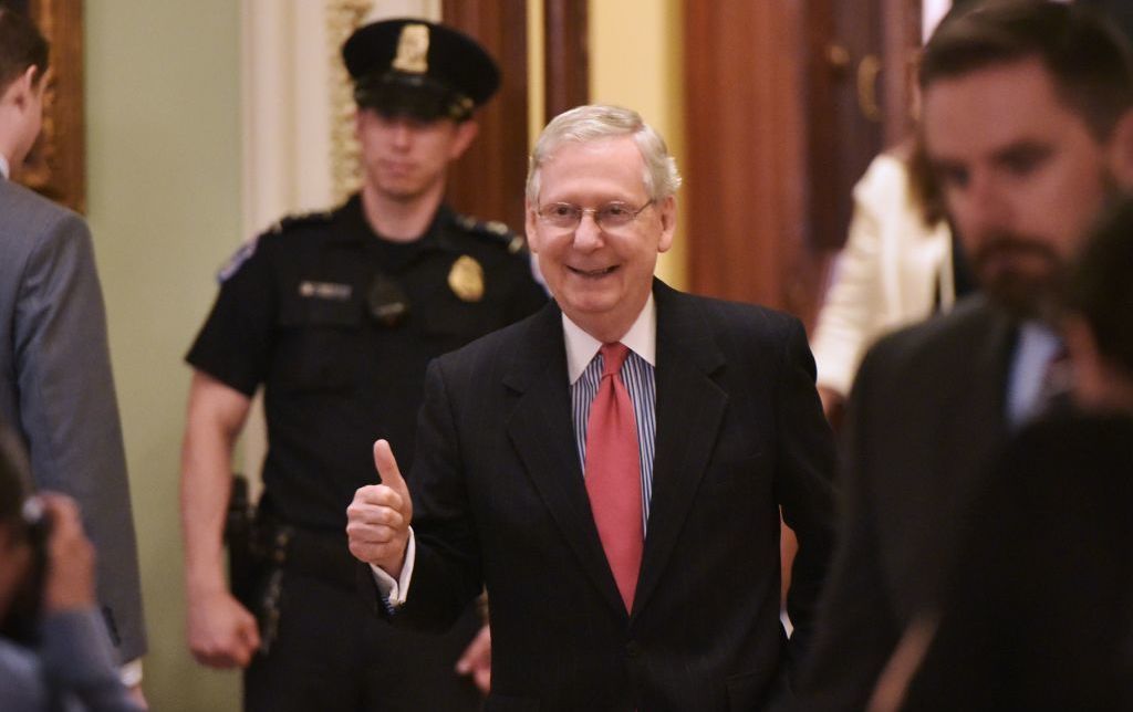 Senate Majority Leader Mitch McConnell and fellow Republicans set a precedent for the Senate on Thursday, changing rules for Supreme Court confirmations and easing the process for nominee Neil Gorsuch. (AFP/Getty Images)