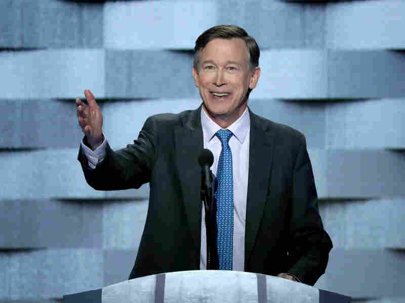 Colorado Gov. John Hickenlooper delivers remarks on the fourth day of the Democratic National Convention in Philadelphia on July 28, 2016.