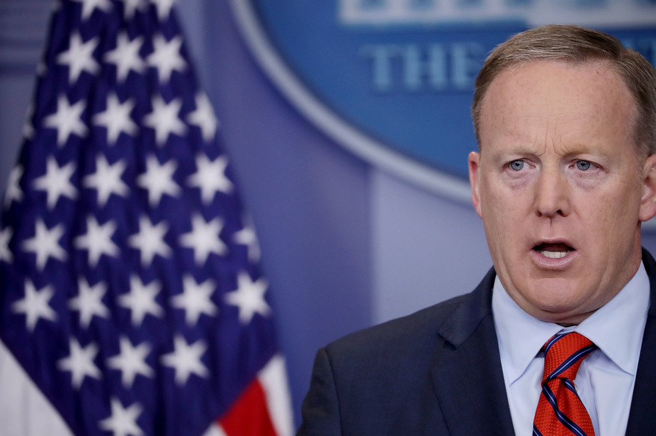 White House press secretary Sean Spicer answers reporters' questions during the daily news conference at the White House on Tuesday. (Chip Somodevilla/Getty Images)