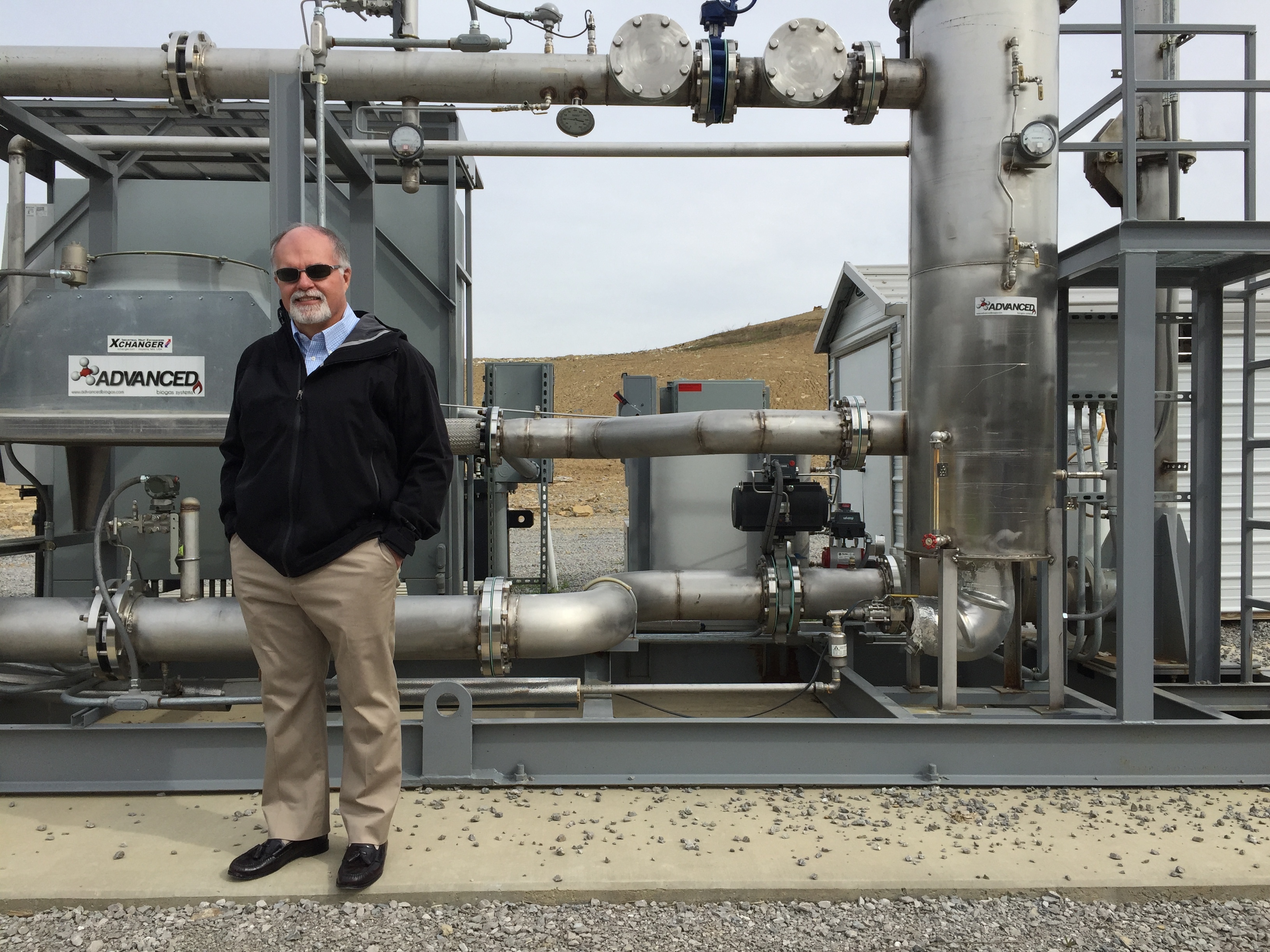Kevin Butt, Toyota's regional environmental sustainability director, at a facility that uses methane to generate clean electricity to help run Toyota's auto plant in central Kentucky. (NPR)