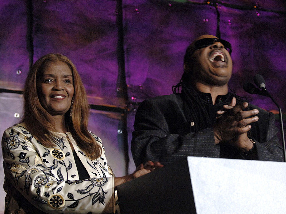 Sylvia Moy and Stevie Wonder during the 37th Annual Songwriters Hall of Fame ceremony in 2006, at which Moy was inducted. Moy died Saturday at age 78. (WireImage for Songwriter's Hall)