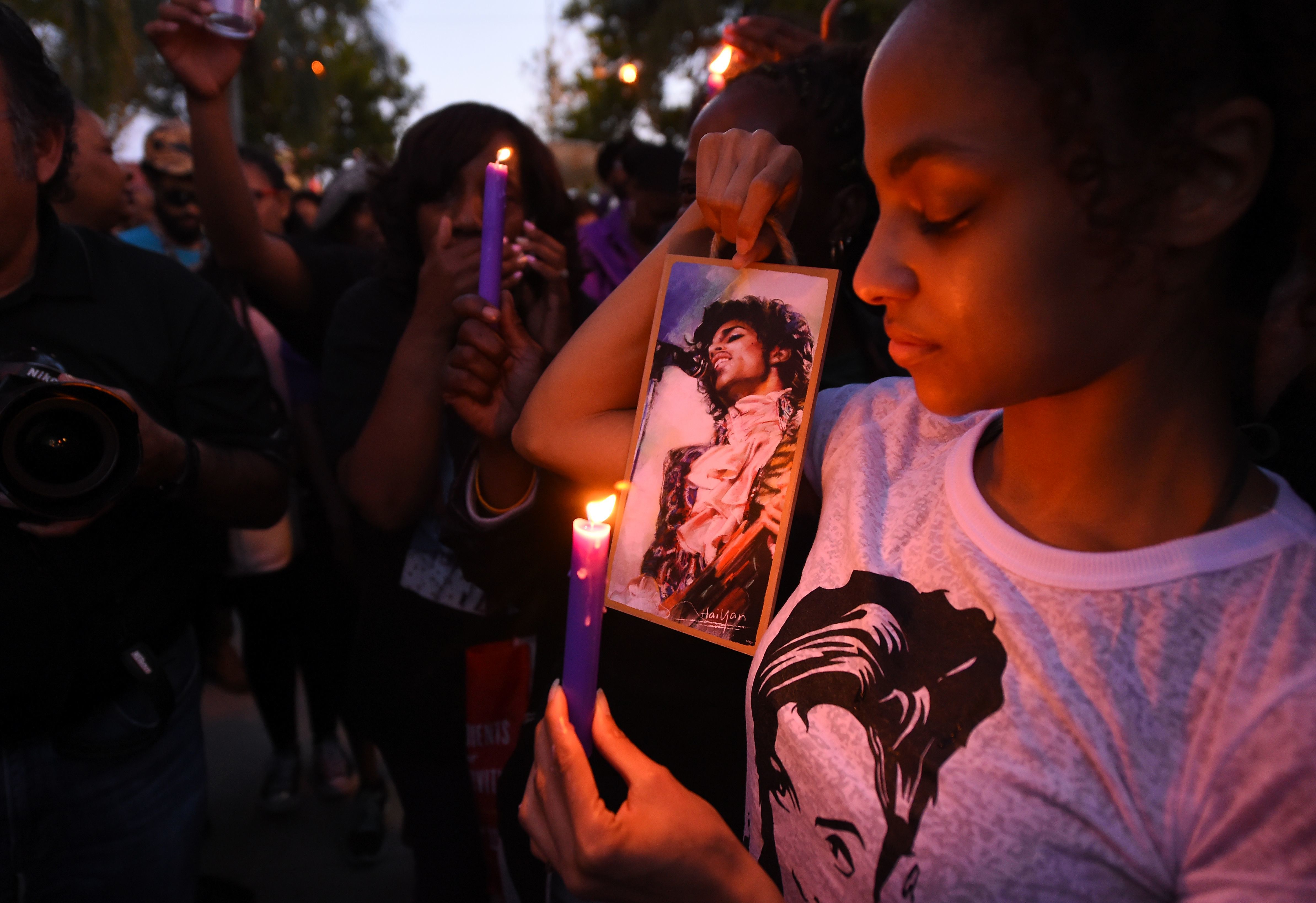 In The Wake Of Prince's Death 3 A candlelight vigil for Prince is held at Leimert Park in Los Angeles on April 21, 2016.