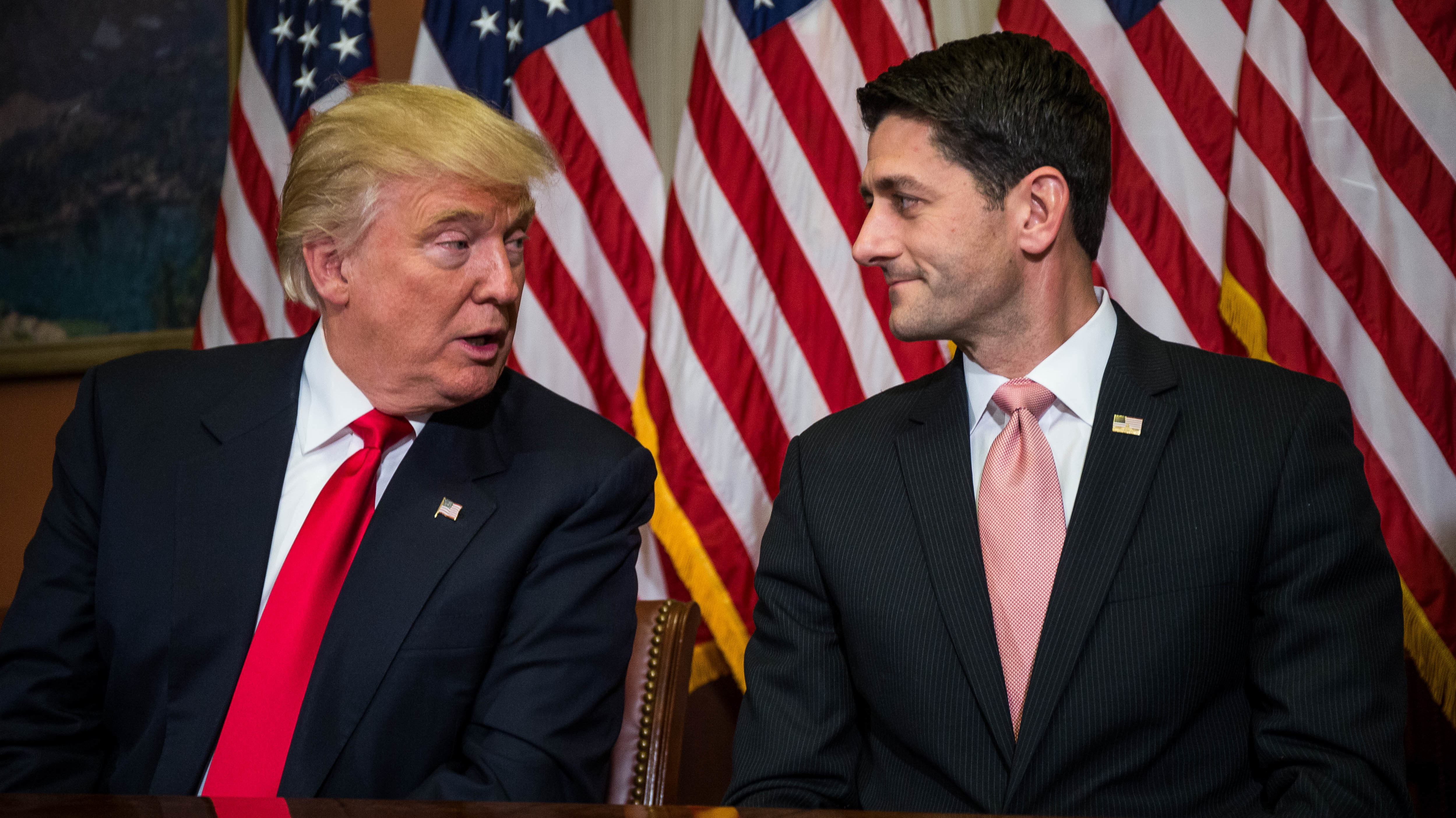 Then President-elect Donald Trump meets with House Speaker Paul Ryan at the U.S. Capitol in November. (Getty Images)