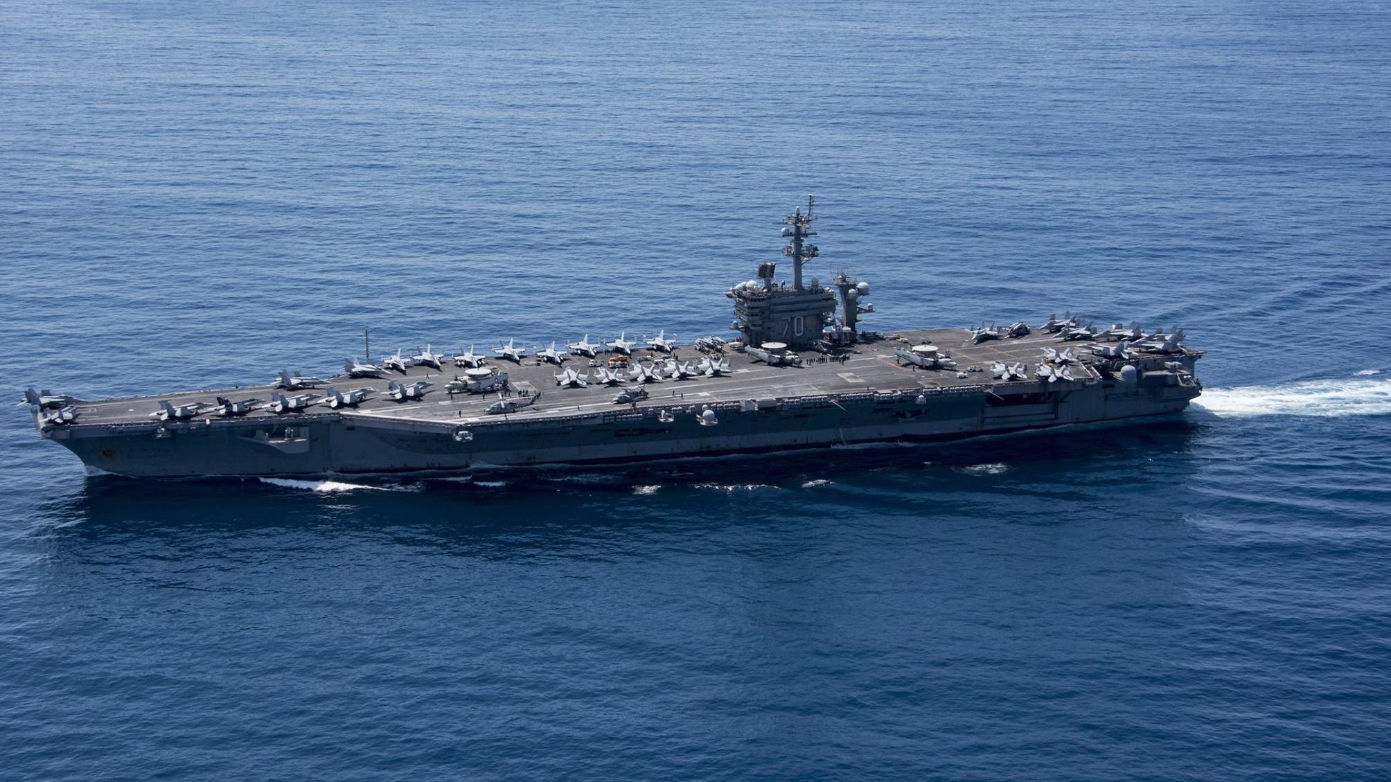 The USS Carl Vinson, seen here earlier this month, is taking part in exercises with Japanese ships in the Philippine Sea. (U.S. Navy)