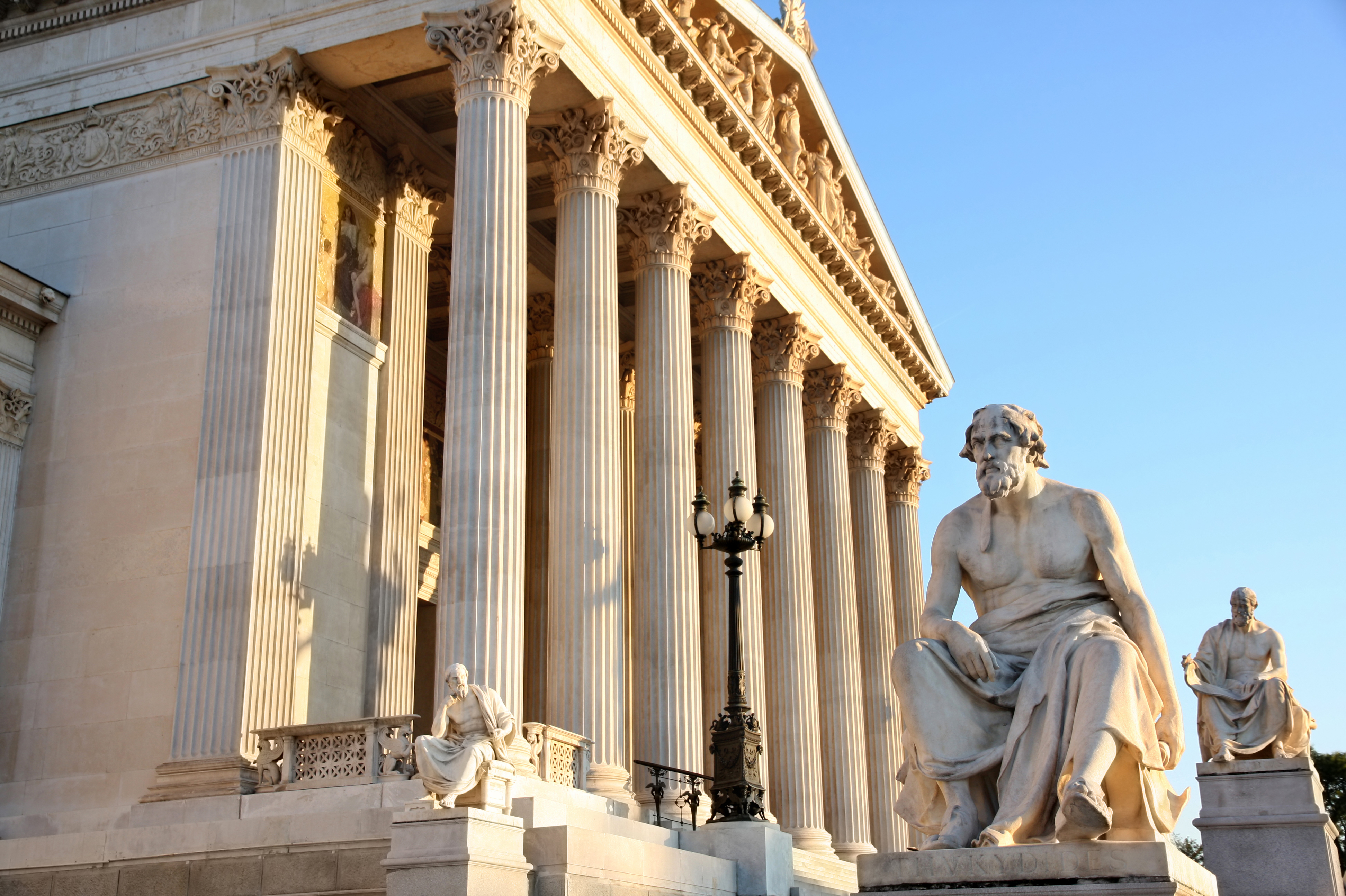 A statue of the Greek writer Thucydides sits outside the Austrian capital in Vienna. More than 2,000 years ago, he noted the friction that led to war between an established power, Sparta, and a rising power, Athens. A new book by Harvard professor Graham Allison makes a comparison with the relationship between the U.S. and China. (Getty Images/iStockphoto)