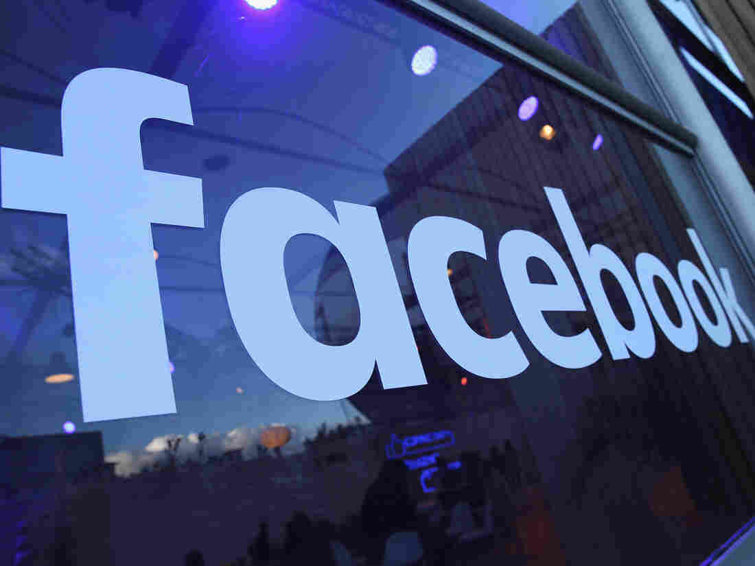 The Facebook logo, displayed in Berlin in 2016.