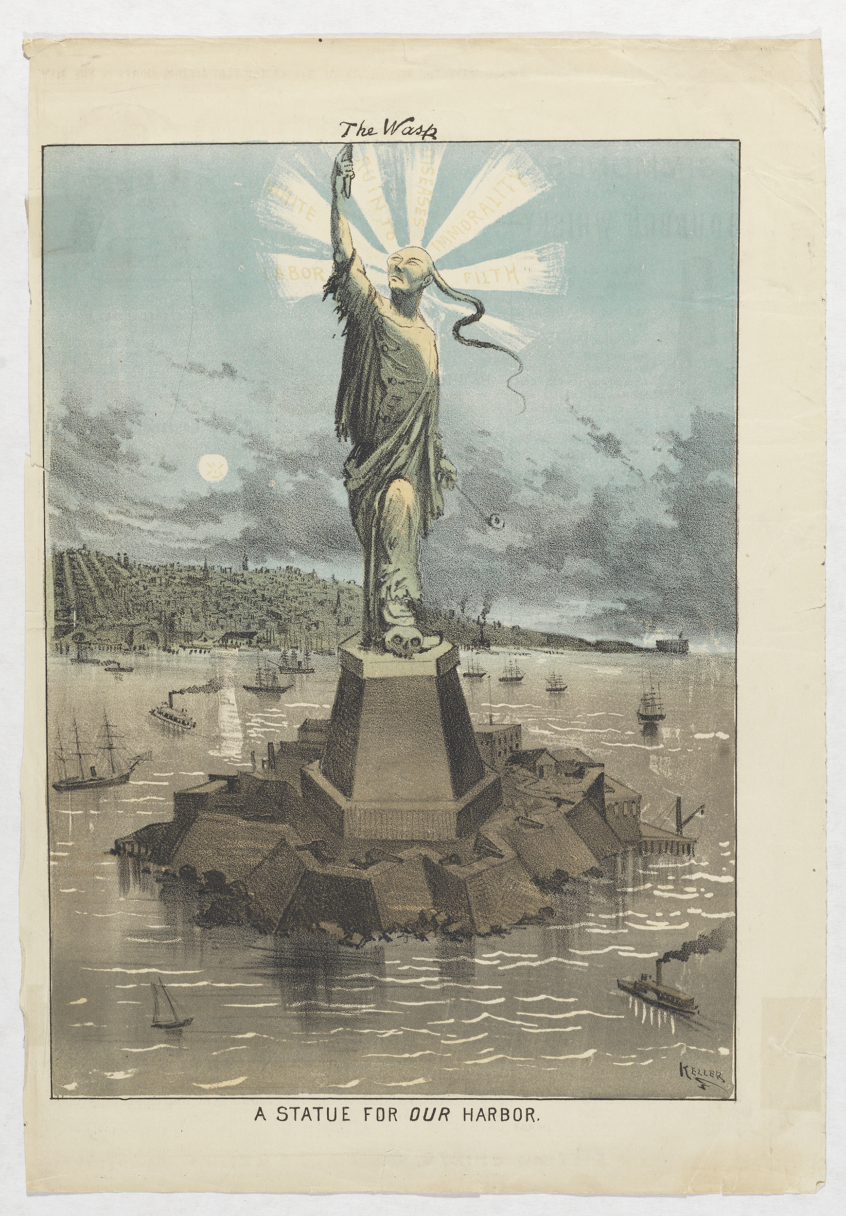 <em>A Statue for Our Harbor</em> was<em> </em>published in 1881. It expressed the fear of Chinese immigrants, which led to the passage of the Chinese Exclusion Act 135 years ago. (Historical Society of Pennsylvania)
