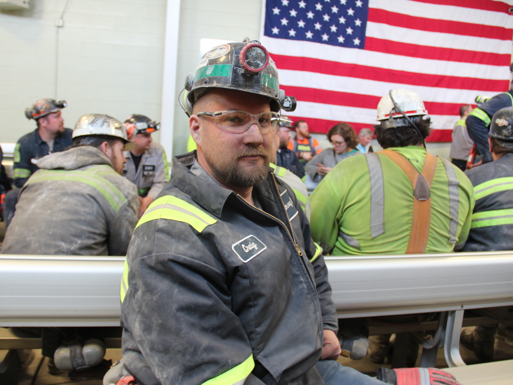 Coal miner Craig Williams waits on a break from his job at Consol Energy's Harvey Mine, in Sycamore, Pa. "We're one of the last industries around and hope to keep it that way," he says.