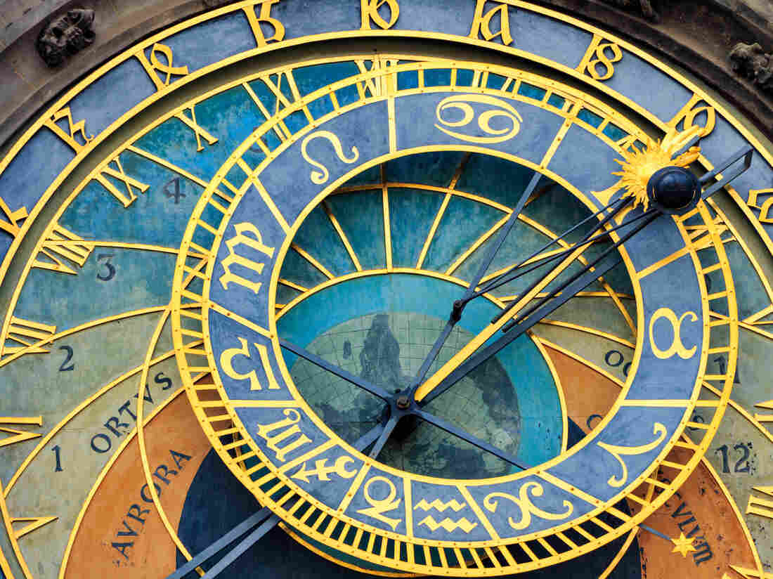 The astronomical clock in the old town square in Prague.