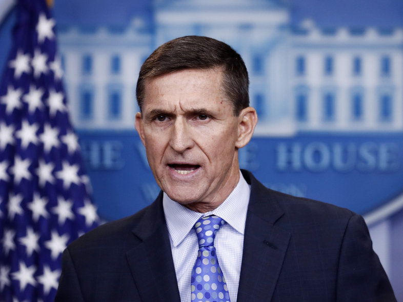Former National Security Adviser Michael Flynn speaking at the White House in February. He's been subpoenaed by a Senate committee investigating possible Trump campaign dealings with Russia. (Carolyn Kaster/AP)