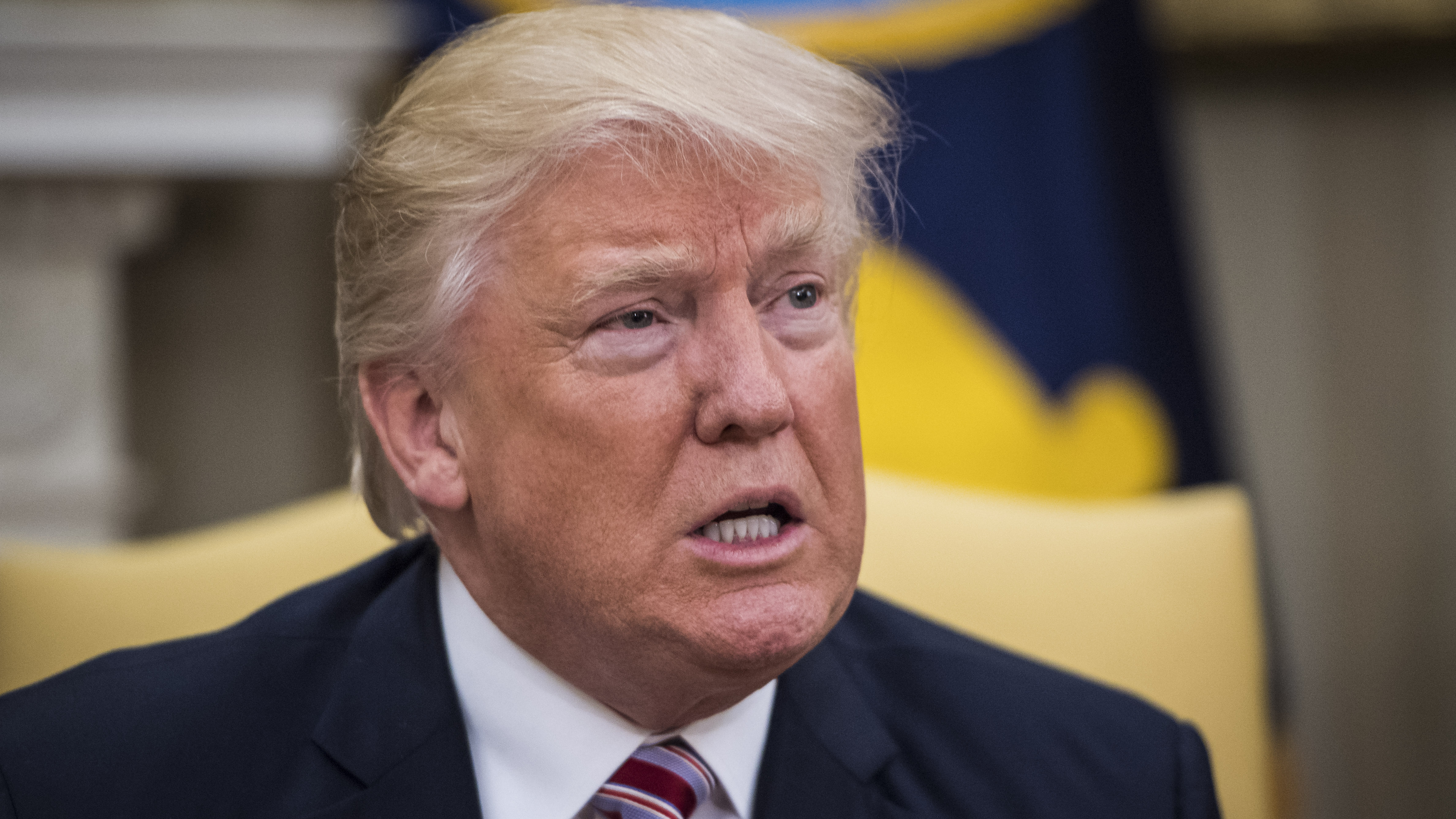 President Trump, seen in the Oval Office on Wednesday, spoke out publicly for the first time Thursday about his firing of former FBI Director James Comey. (The Washington Post/Getty Images)