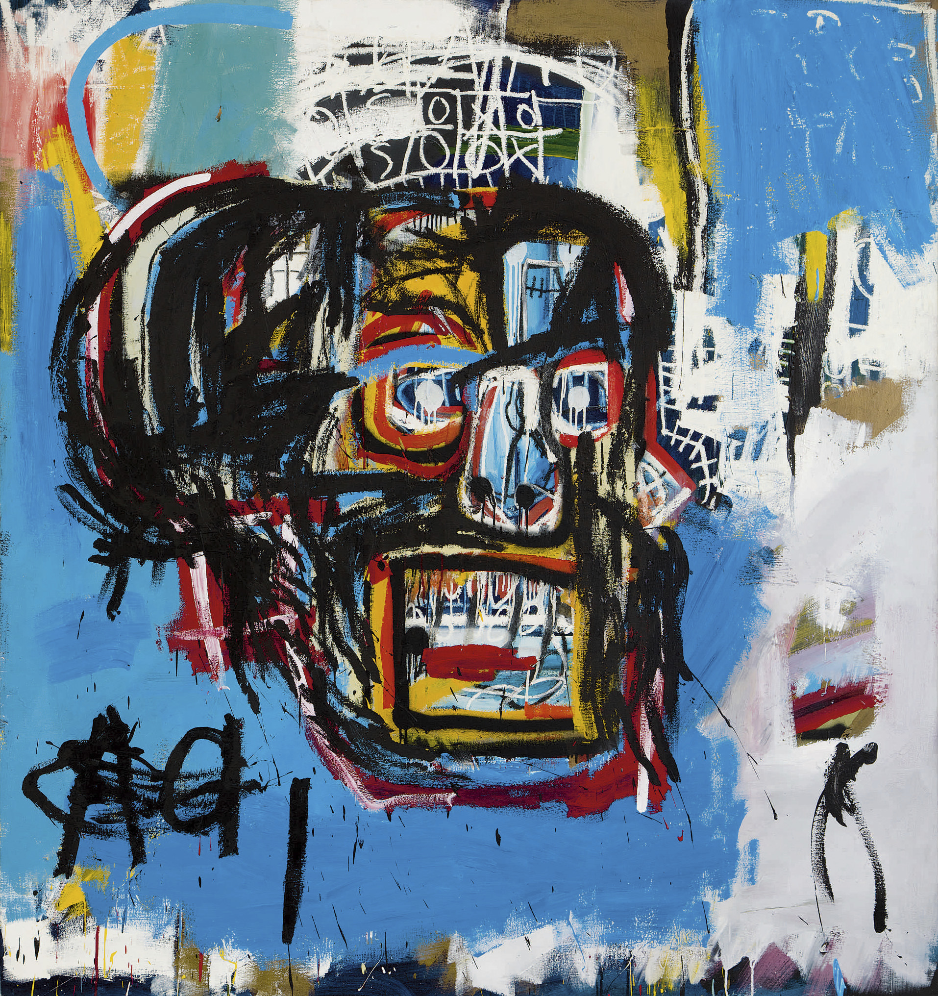 Jean-Michel Basquiat's Untitled. Produced in 1982, the Los Angeles Times says that until shortly before Thursday's auction, it hadn't been shown in public since a private collector bought it for $19,000 in 1984.
AP