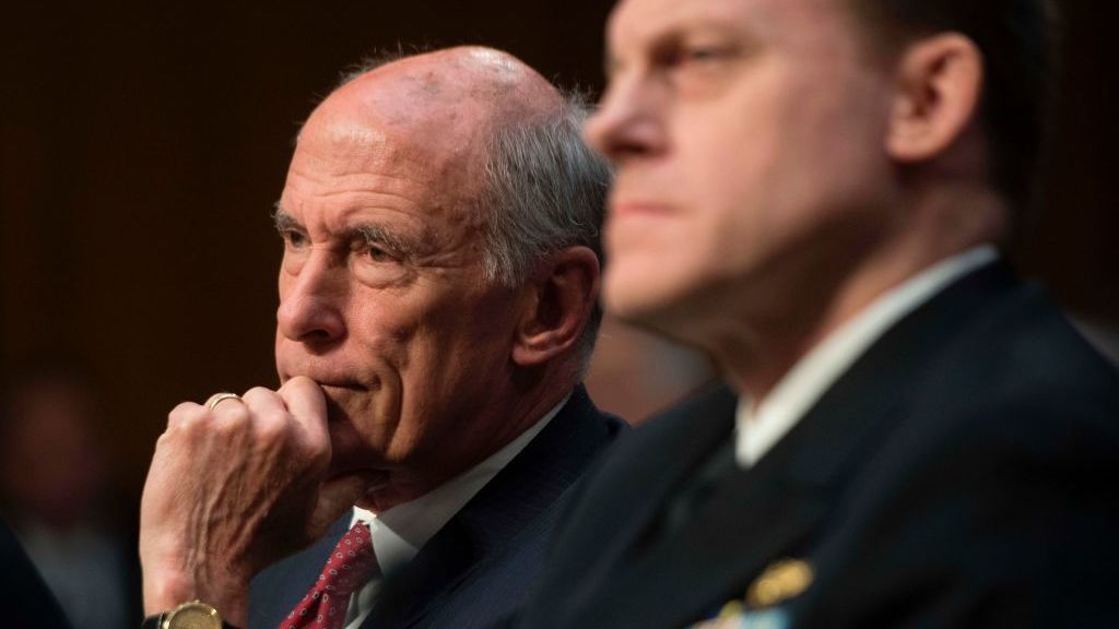 Director of National Intelligence Dan Coats and National Security Agency Director Adm. Mike Rogers testify before the Senate Intelligence Committee earlier this month. (AFP/Getty Images)