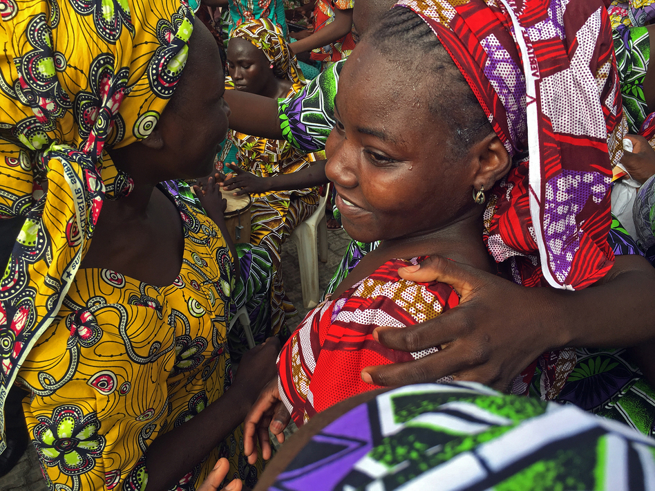 Bonding of the daughters and family members was immediate, emotional and powerful. (Ofeibea Quist-Arcton/NPR)