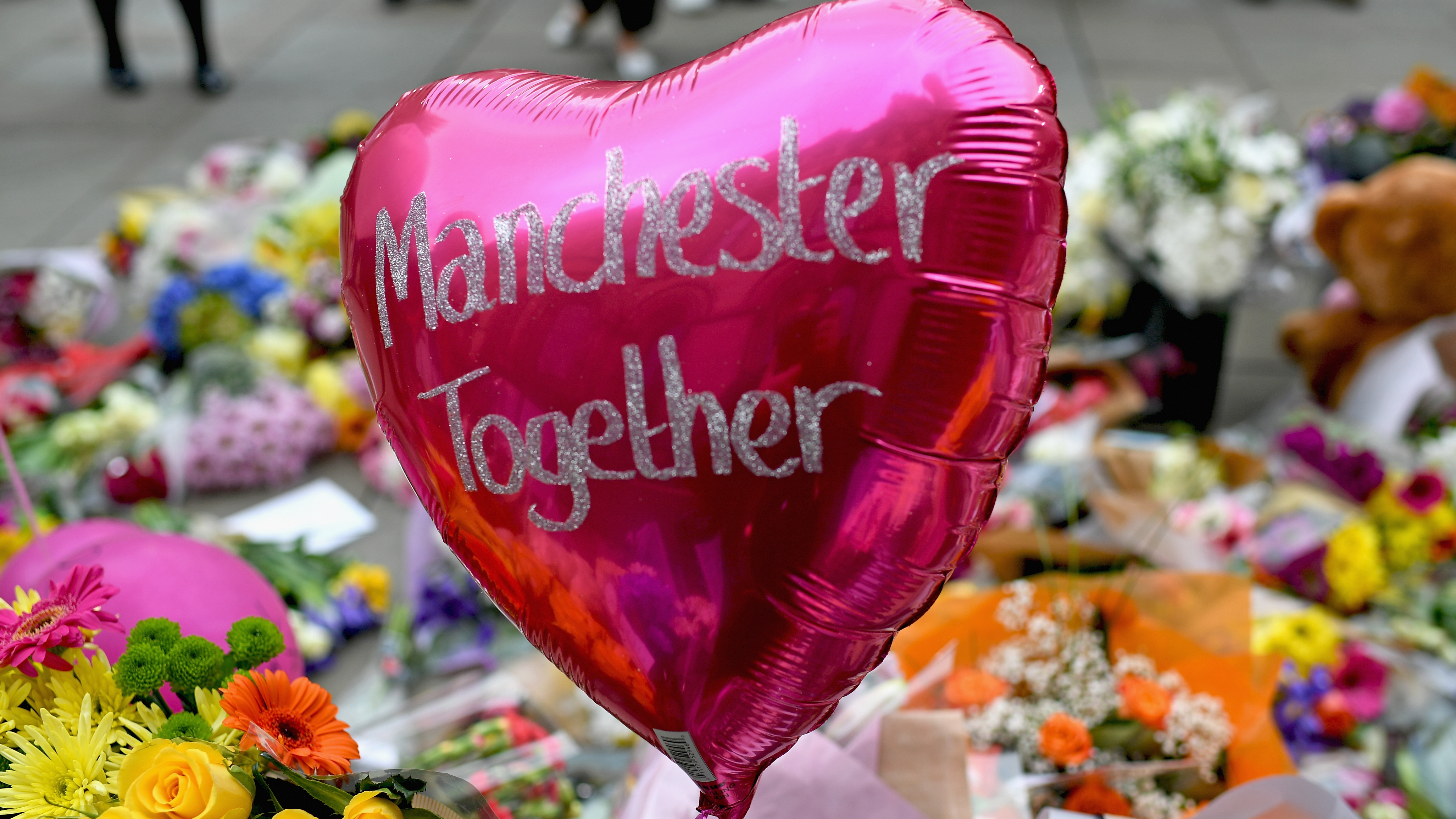 Floral tributes and messages in St. Anns Square on May 24, 2017 in Manchester, England. (Getty Images)