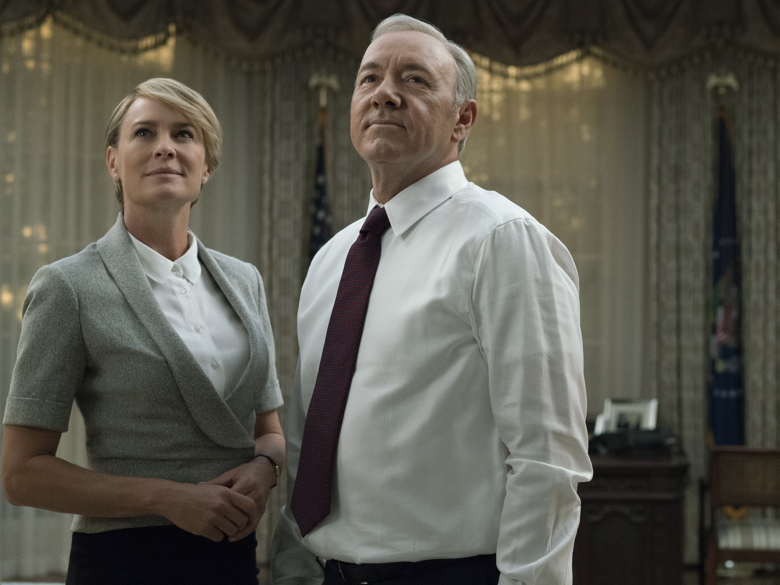 House of Cards power couple Frank and Claire Underwood (played by Robin Young and Kevin Spacey) have an open marriage. (David Giesbrecht/Netflix)