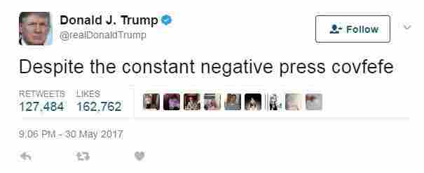 Trump Asks: Who Can Figure Out 'Covfefe?' — And The Internet's Hands Shoot Up