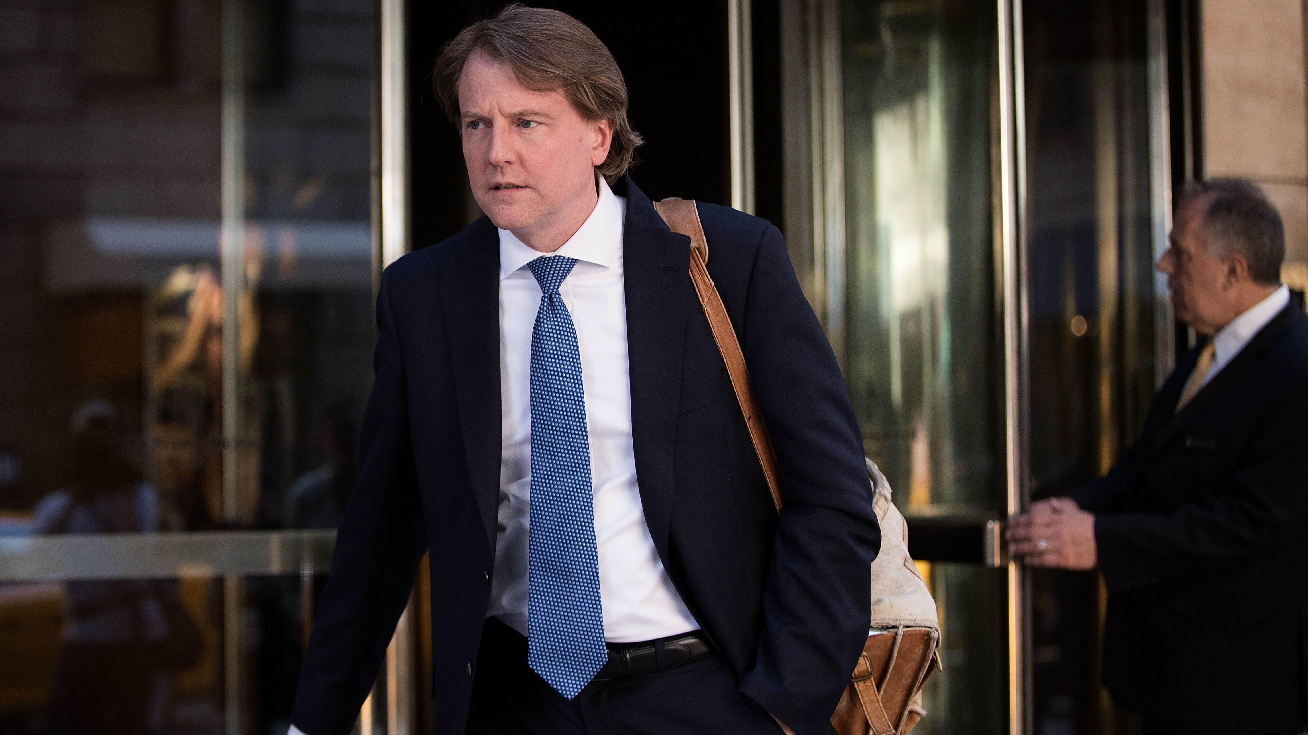 Don McGahn, lawyer for Donald Trump and his campaign, leaves the Four Seasons Hotel after a meeting with Trump and Republican donors on June 9, 2016, in New York City. (Getty Images)