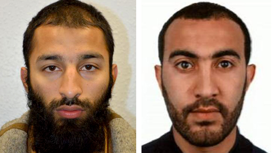 Khuram Shazad Butt (left) and Rachid Redouane were killed within minutes of Saturday's attack on London Bridge, British detectives say. (Metropolitan Police Department)