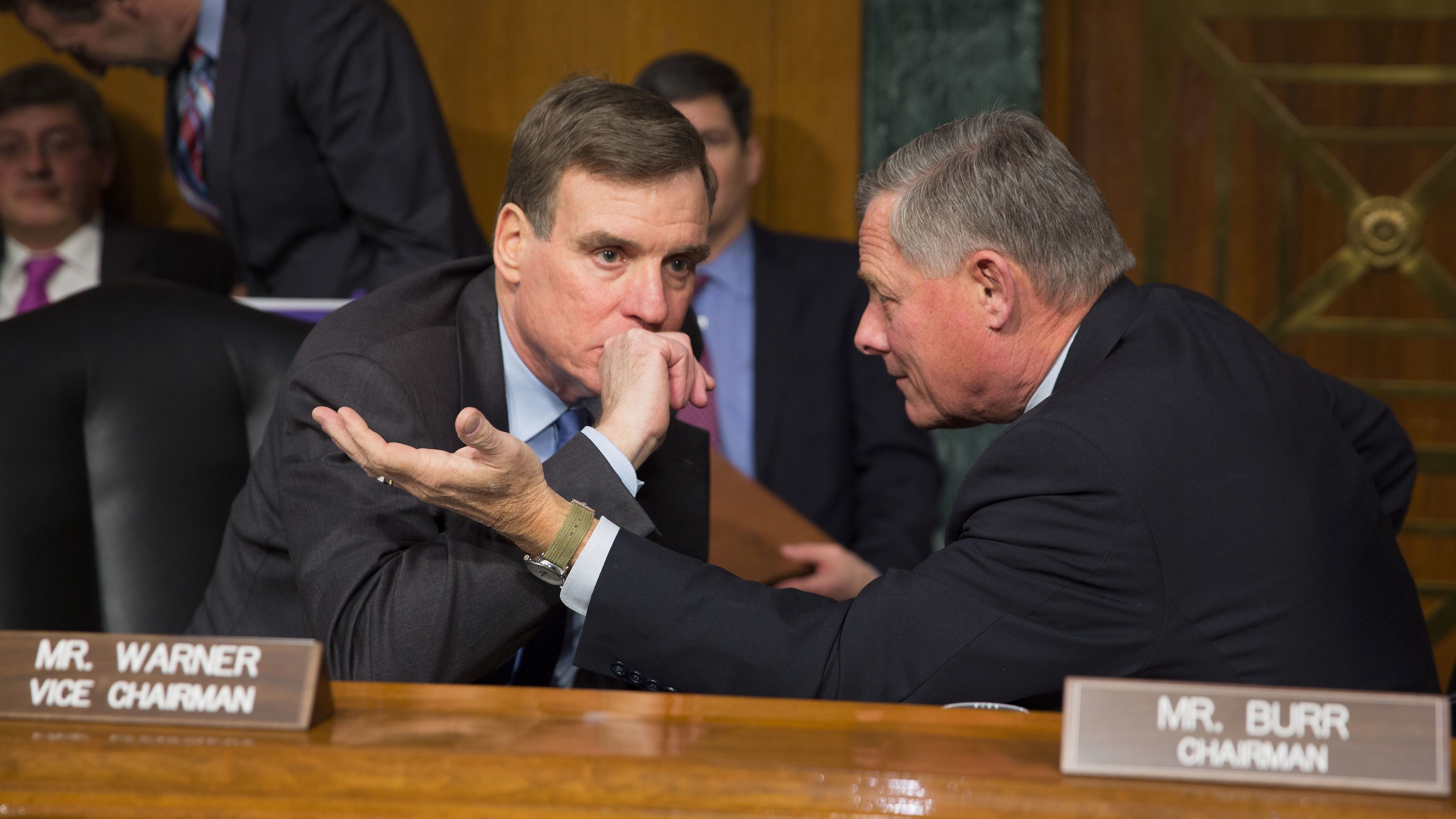 Sens. Mark Warner, D-Va., and Richard Burr, R-N.C., lead the Senate Intelligence Committee, which is investigating Russian meddling in the 2016 presidential election. (AFP/Getty Images)