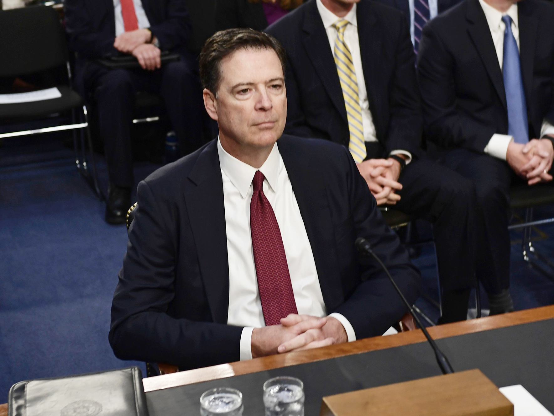 Former FBI Director James Comey testifies during a Senate Select Committee on Intelligence hearing on Capitol Hill on Thursday. (AFP/Getty Images)