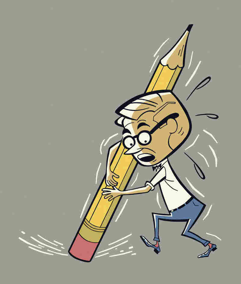 Man with a Giant Pencil