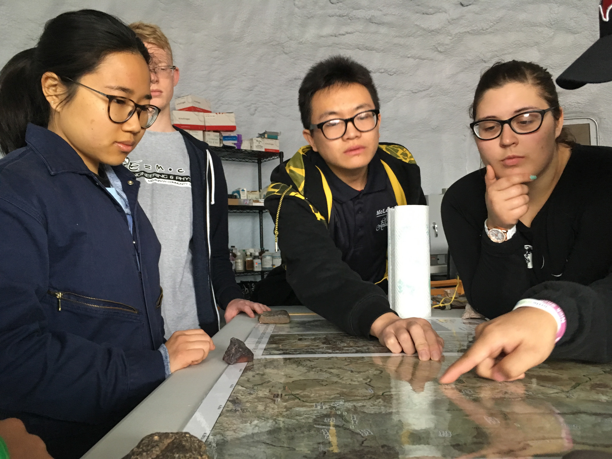 To Prepare For Mars Settlement, Simulated Missions Explore Utah's Desert 4 Crew members Jingjit (from left), Joseph Quaas, Caleb Li and Victoria LaBarre review the team's next excursion.