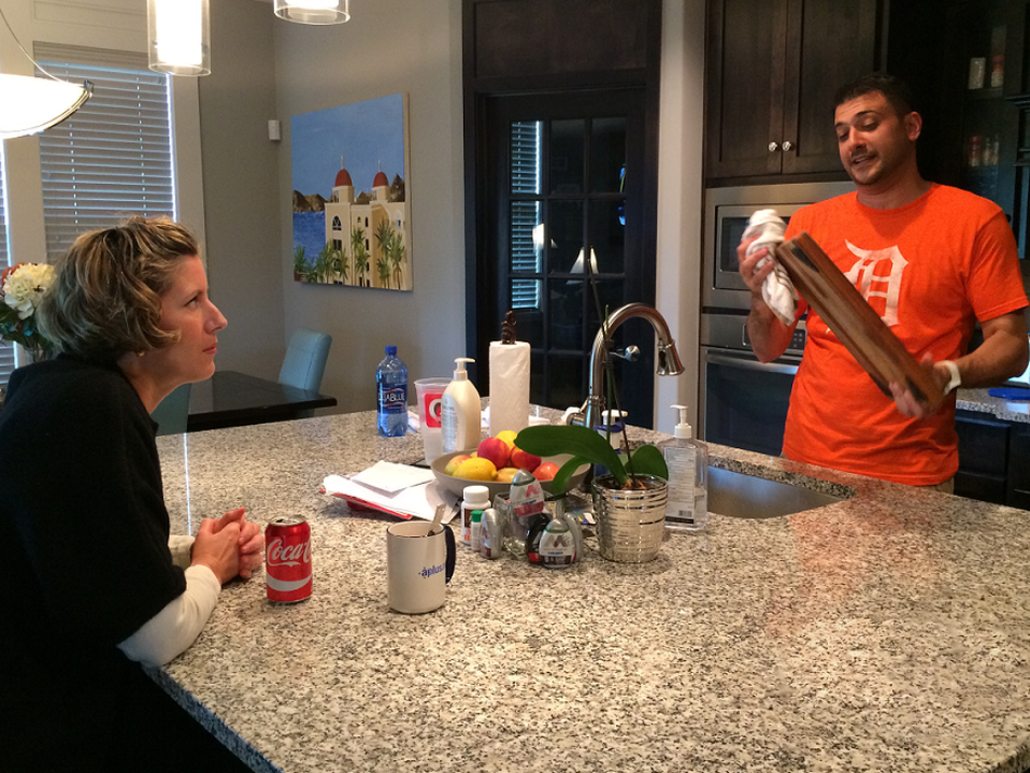 Stephenie Hashmi and her husband Shawn, at home. She had to leave a demanding nursing job in Kansas City six years ago when her systemic lupus flared and left her unable to work. (Alex Smith / KCUR)