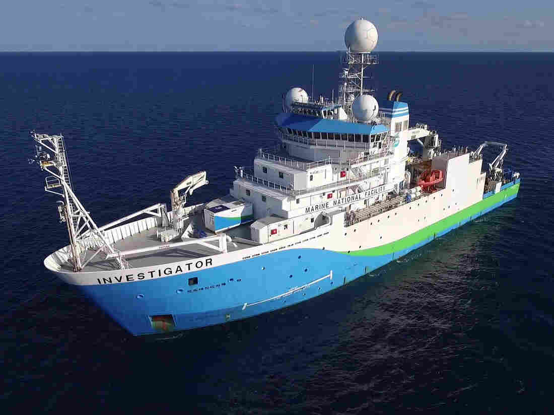 The marine research vessel Investigator at sea.