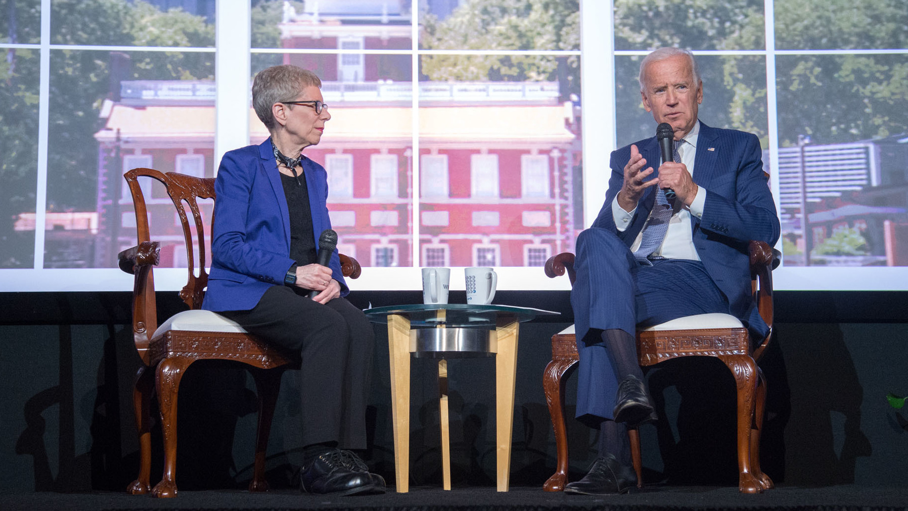 Fresh Air host Terry Gross interviewed former Vice President Joe Biden in front of a live audience at the WHYY studios in Philadelphia on Tuesday.