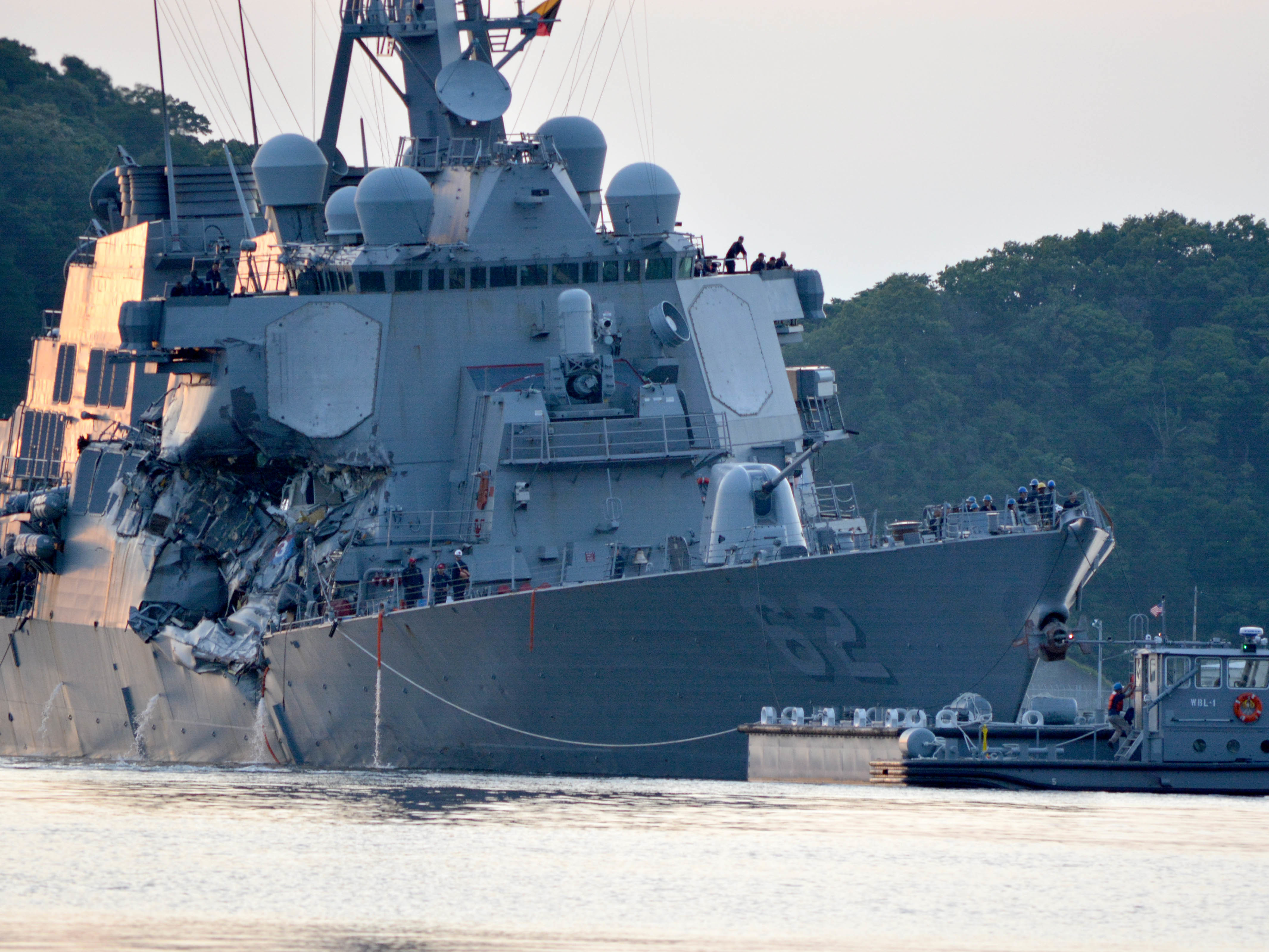 The USS Fitzgerald returns to Fleet Activities Yokosuka following a collision with a merchant vessel while operating southwest of Yokosuka, Japan. (U.S. Navy)