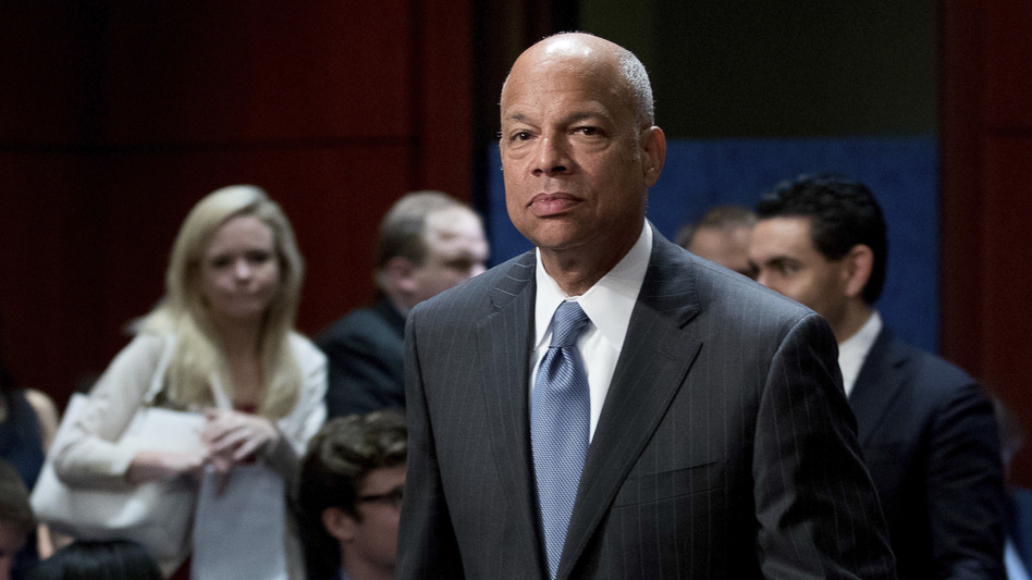 Former Department of Homeland Security Secretary Jeh Johnson arrives to testify before the House Intelligence Committee on Wednesday. (Andrew Harnik/AP)