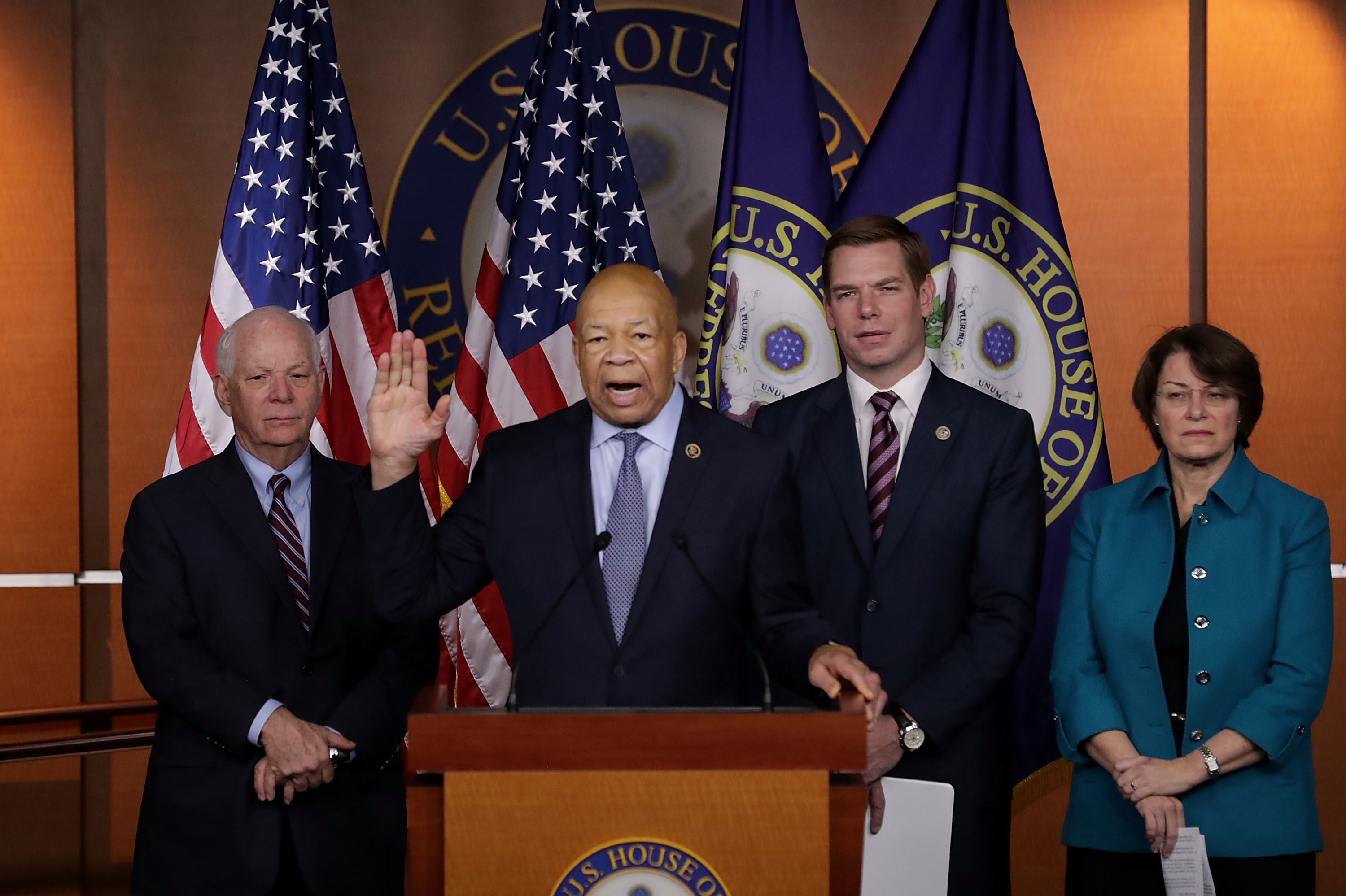 House Oversight and Government Reform ranking member Elijah Cummings speaks with other Democrats at a Jan. 9 news conference to call for an independent, bipartisan commission to investigate Russian interference in the 2016 presidential election.