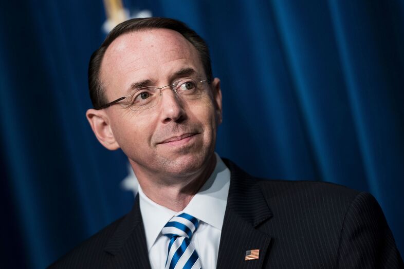 Deputy Attorney General Rod Rosenstein speaks at the the Drug Enforcement Agency headquarters in Arlington, Va., on June 6. (Brendan Smialowski/AFP/Getty Images)
