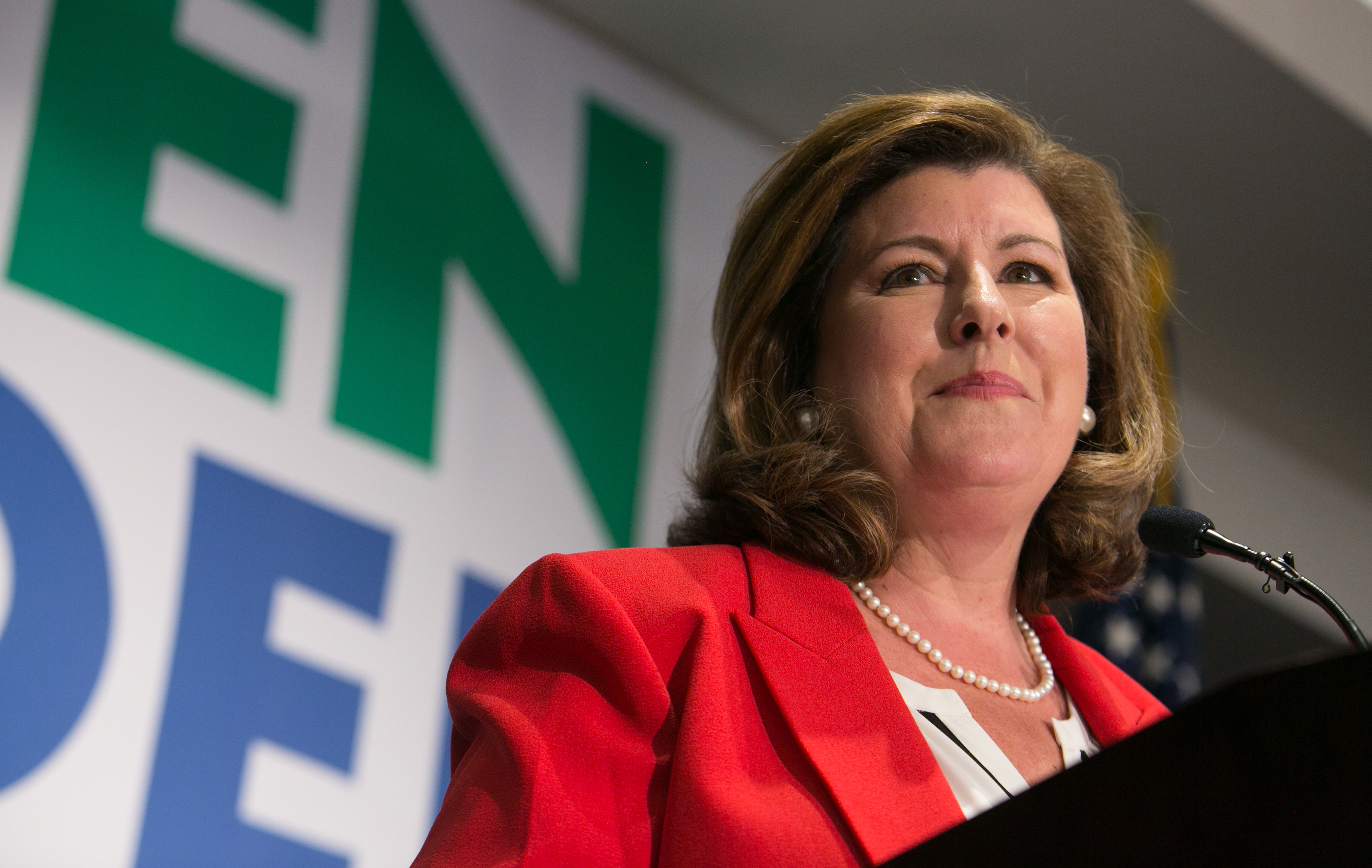 Republican Karen Handel gives a victory speech to supporters at a Hyatt Regency in Atlanta on Tuesday after winning the seat for the Georgia's 6th Congressional District. (Getty Images)