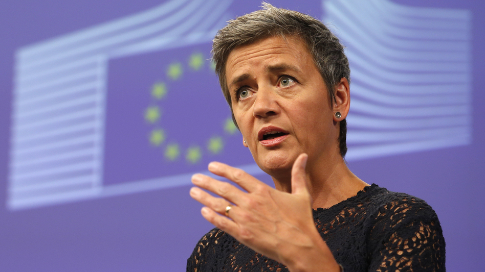 EU antitrust Commissioner Margrethe Vestager, pictured last summer, announced a fine against Google over the way it ranks shopping services in its search results. (Darko Vojinovic/AP)