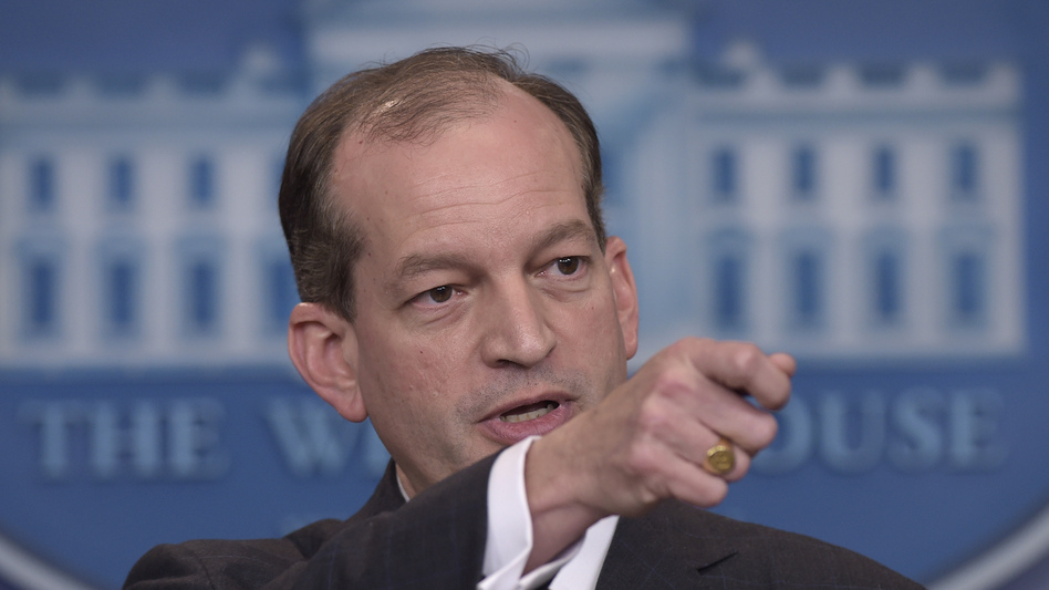 Labor Secretary Alexander Acosta is weighing whether to overhaul an Obama-era overtime rule. (Susan Walsh/AP)