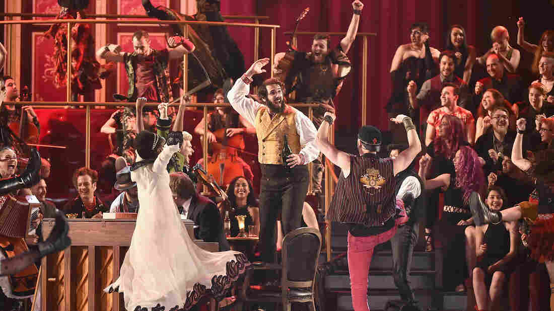 The cast of "Natasha, Pierre and The Great Comet of 1812" performs during the 2017 Tony Awards.