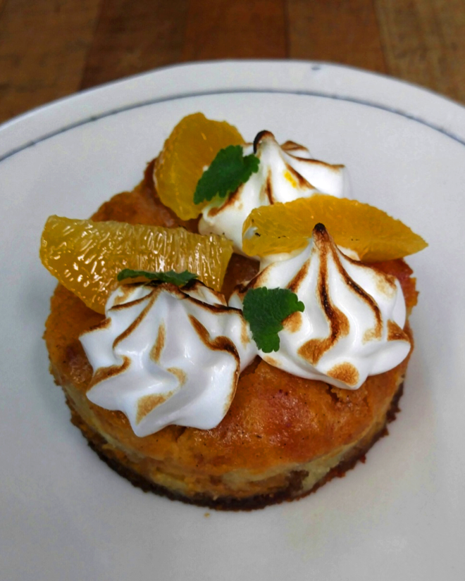 Krispy Kreme & Sweet Potato Pudding with Orange & Meringue