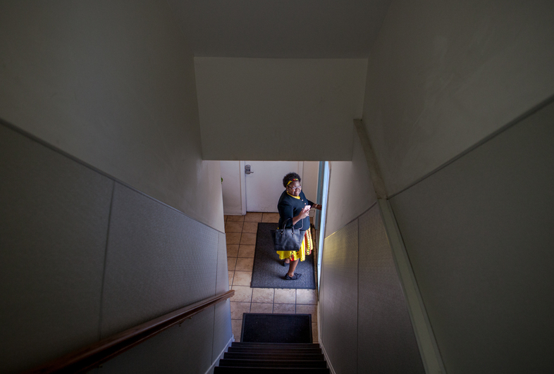 Ornella Mouketou worries that a rollback of Medicaid could end her access to mental health services. (Kelly Jo Smart/NPR)