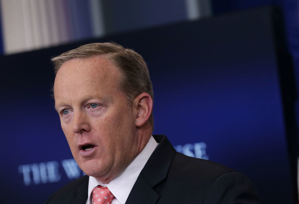 White House press secretary Sean Spicer spoke during a news briefing in June. (Getty Images)