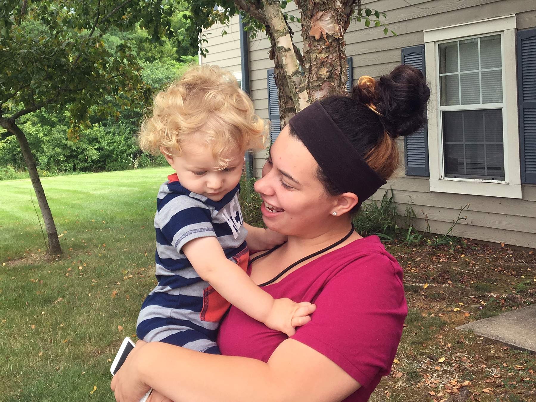 A pregnancy resource center helped Taylor Merendo apply for Medicaid in Bloomington, Ind. Now 21, she is caring for her 19-month-old son and training to become a nursing assistant. (Claire McInerny/Indiana Public Broadcasting)