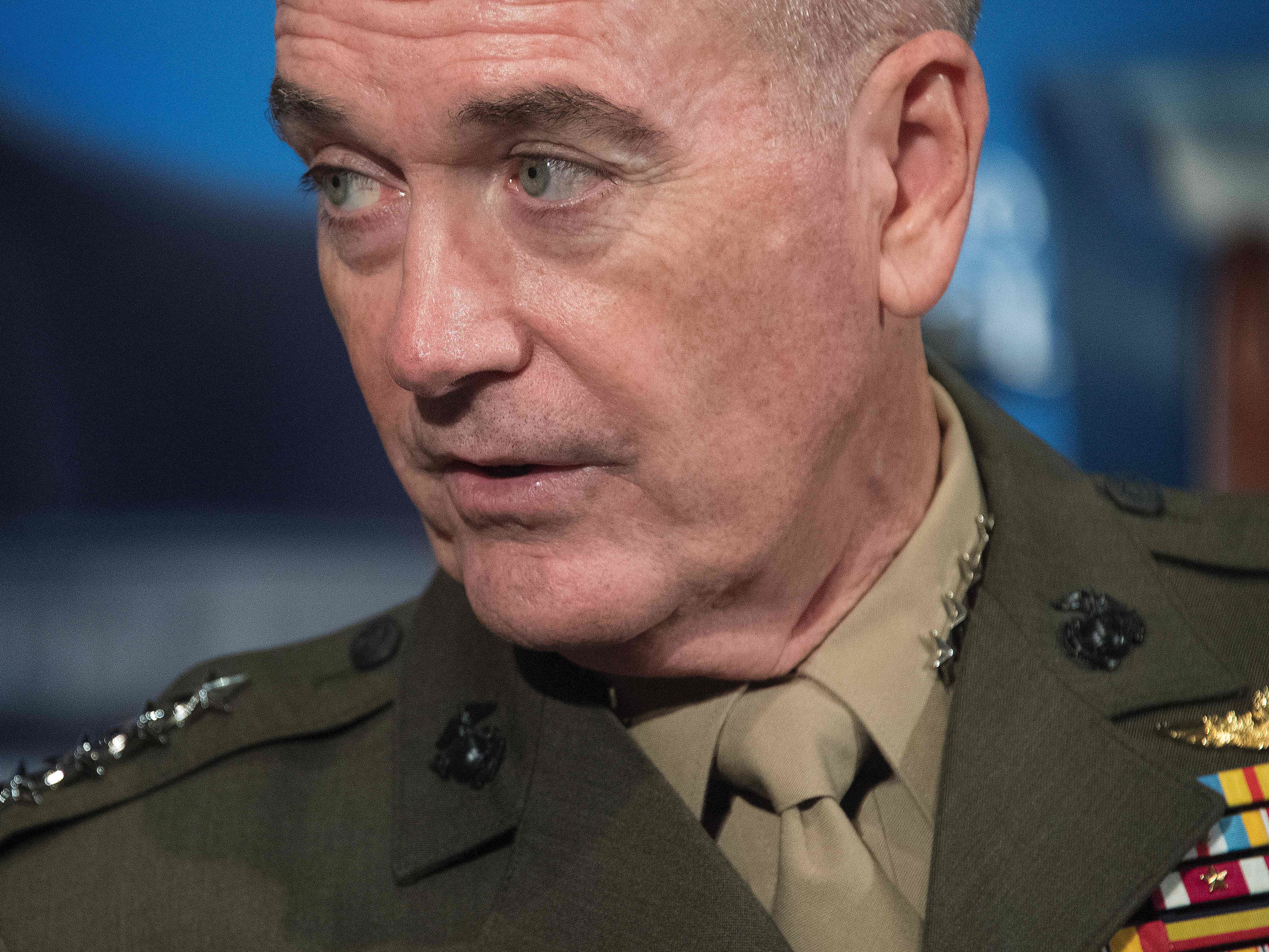 Joint Chiefs of Staff Chairman Gen. Joseph Dunford said Thursday that the military's transgender policy will remain unchanged until the Department of Defense receives direction from the White House. (AFP/Getty Images)