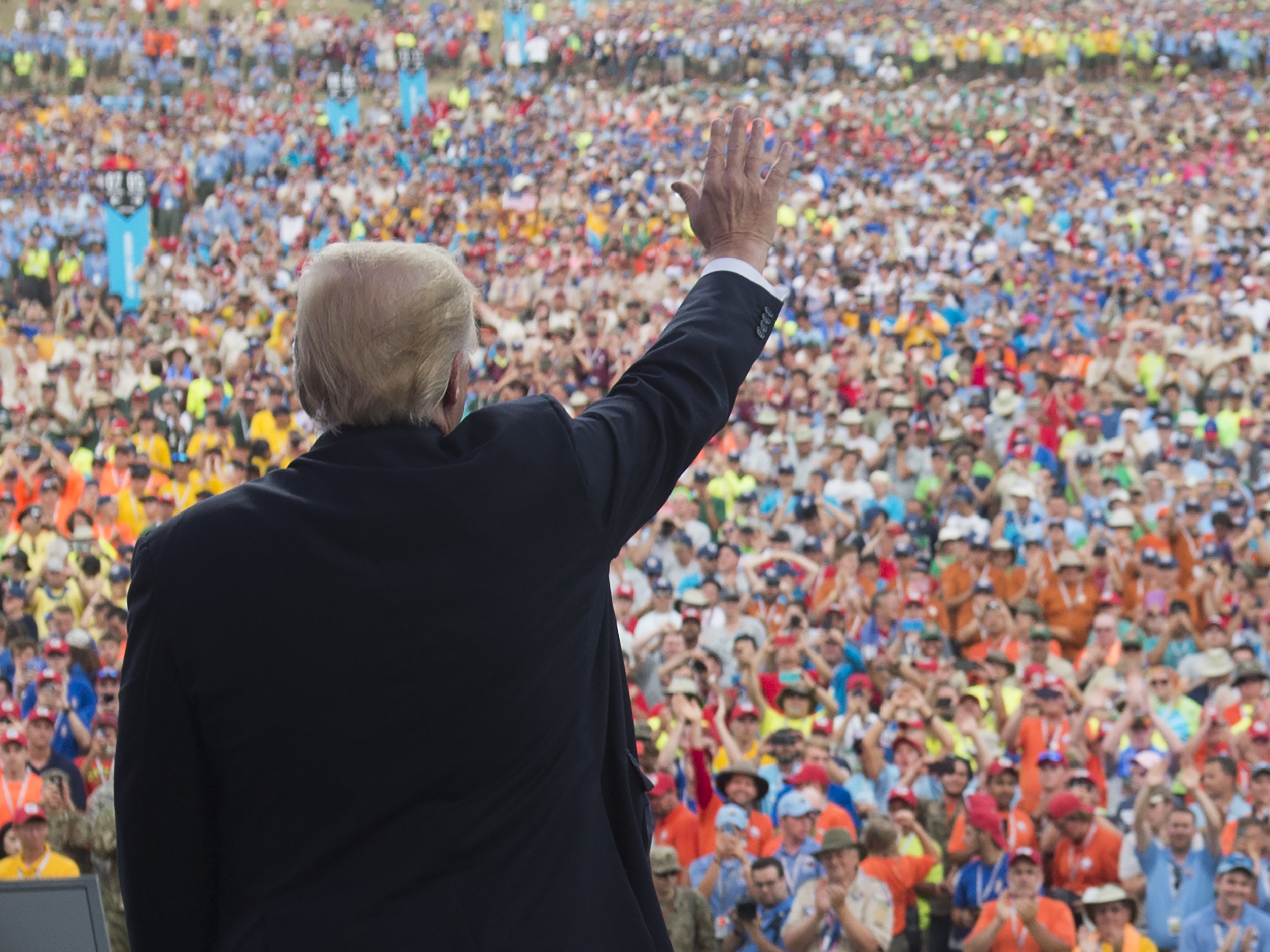 U.S. ready to cut support to Scouts, accusing them of attacking 'boy-friendly spaces' 1 President Trump waves to the crowd after his speech during the National Boy Scout Jamboree in 2017.