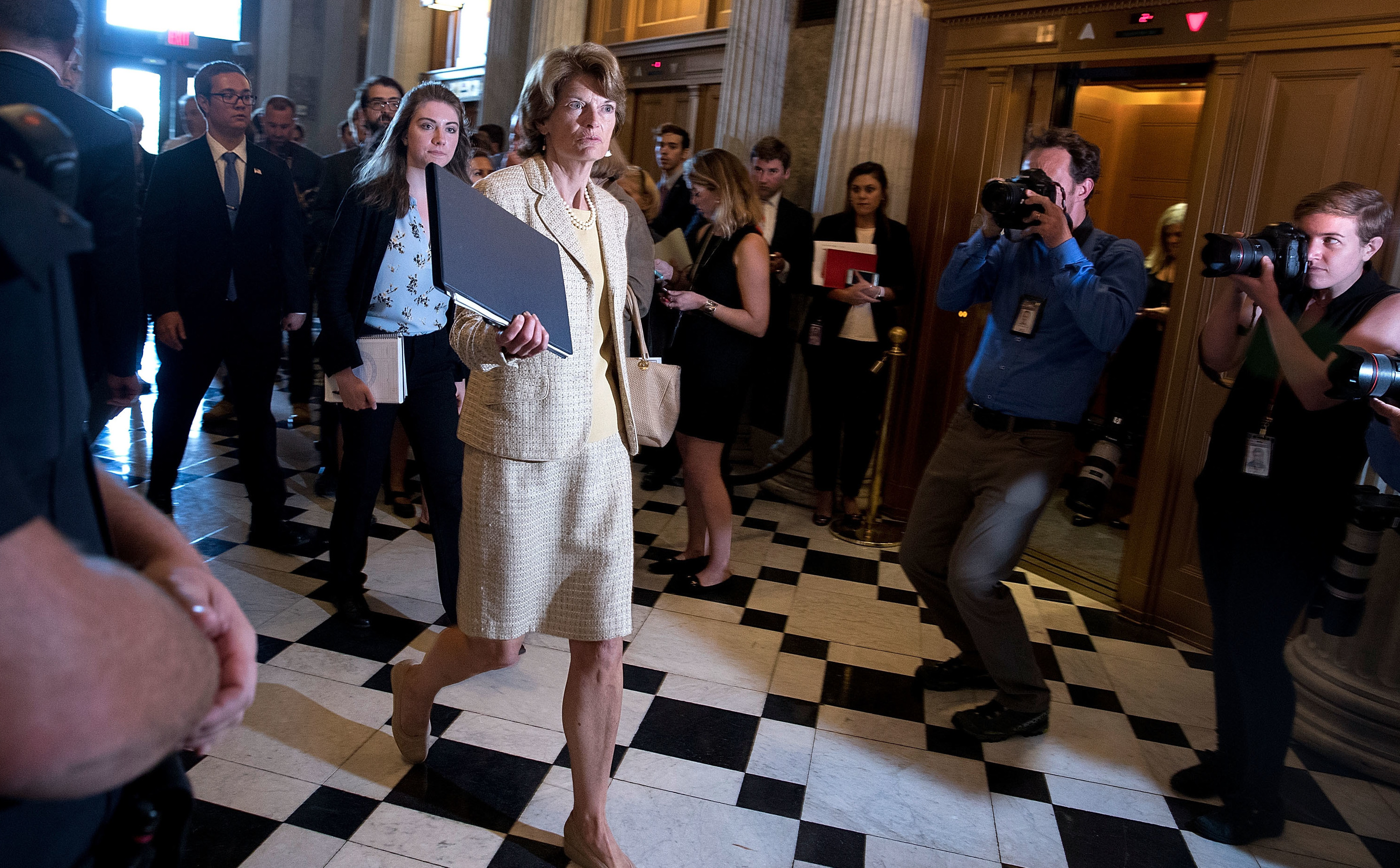Sen. Lisa Murkowski of Alaska, in the Capitol on Wednesday, was one of two Republicans to vote against opening debate on the health care bill on Tuesday. (Getty Images)