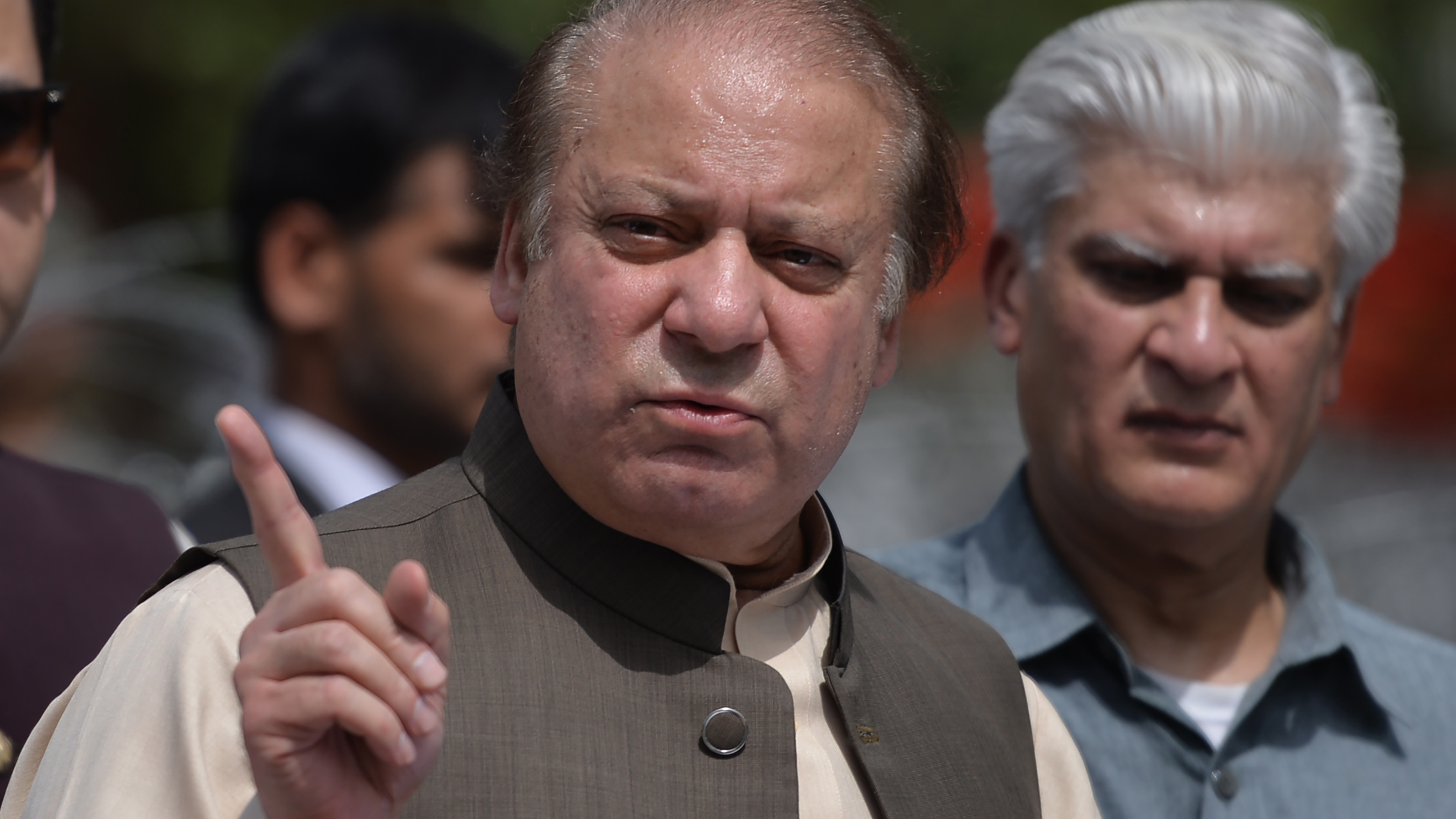 Pakistan's Prime Minister Nawaz Sharif, seen here on the day he spoke to an anti-corruption commission at the Federal Judicial Academy in Islamabad last month, has been disqualified from office.